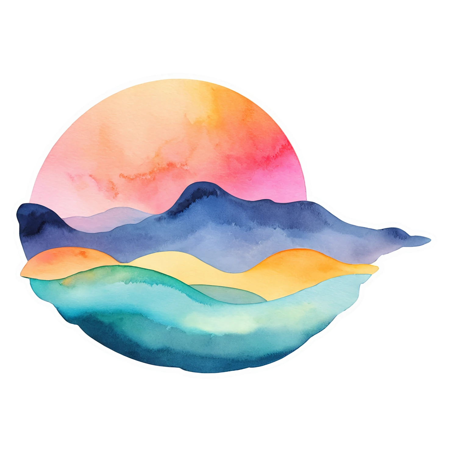 Sunset watercolor sticker isolated on transparent background #22636