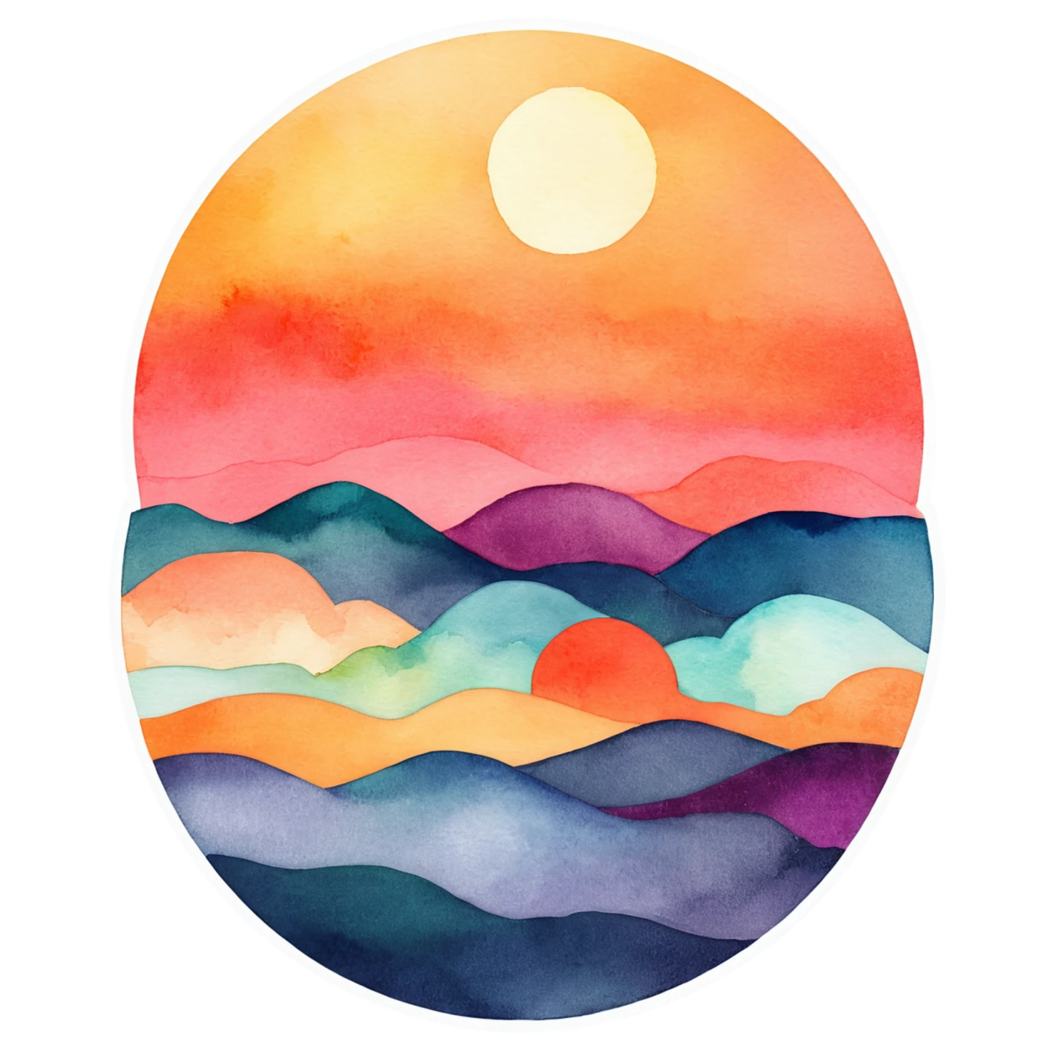 Sunset watercolor sticker isolated on transparent background #22638