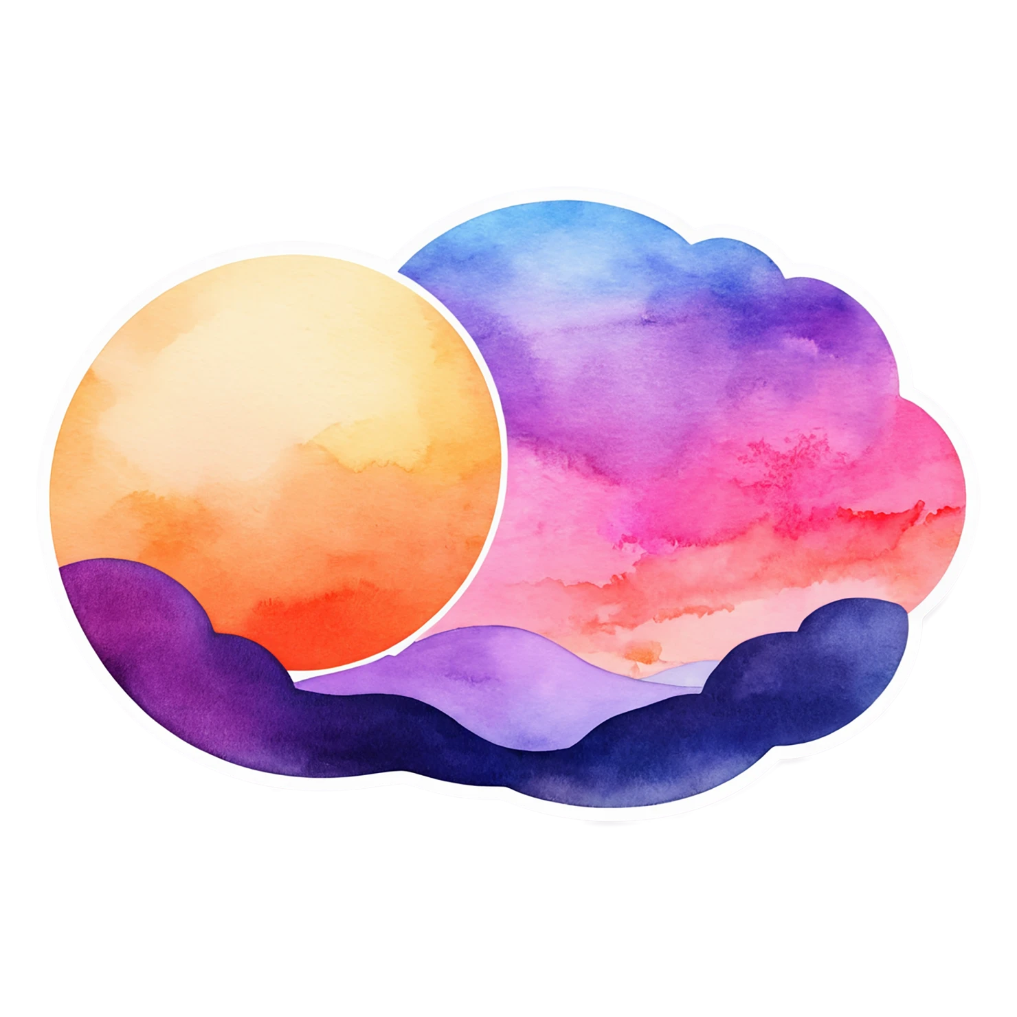 Sunset watercolor sticker isolated on transparent background #22639