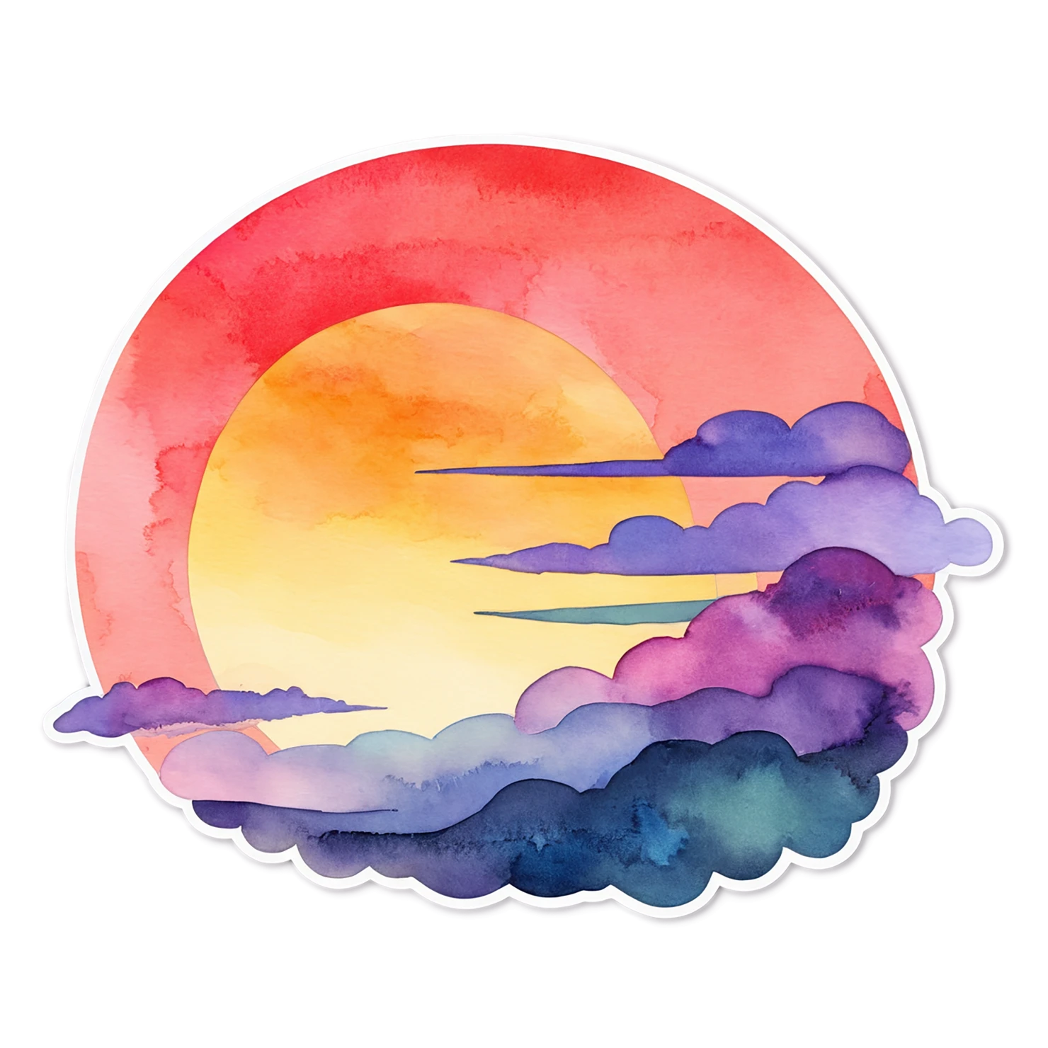 Sunset watercolor sticker isolated on transparent background #22641