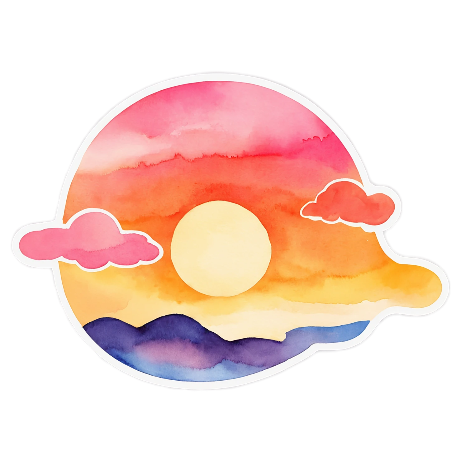 Sunset watercolor sticker isolated on transparent background #22644