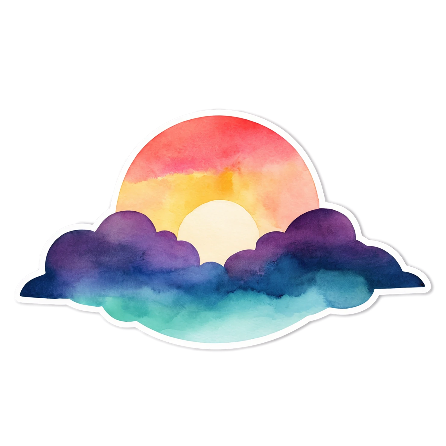 Sunset watercolor sticker isolated on transparent background #22645