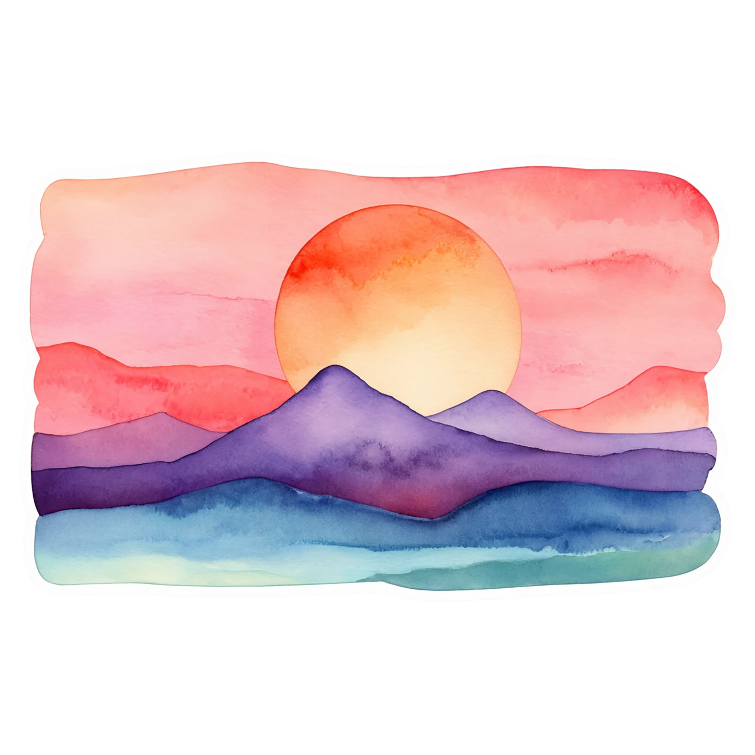 Sunset watercolor sticker isolated on transparent background #22646