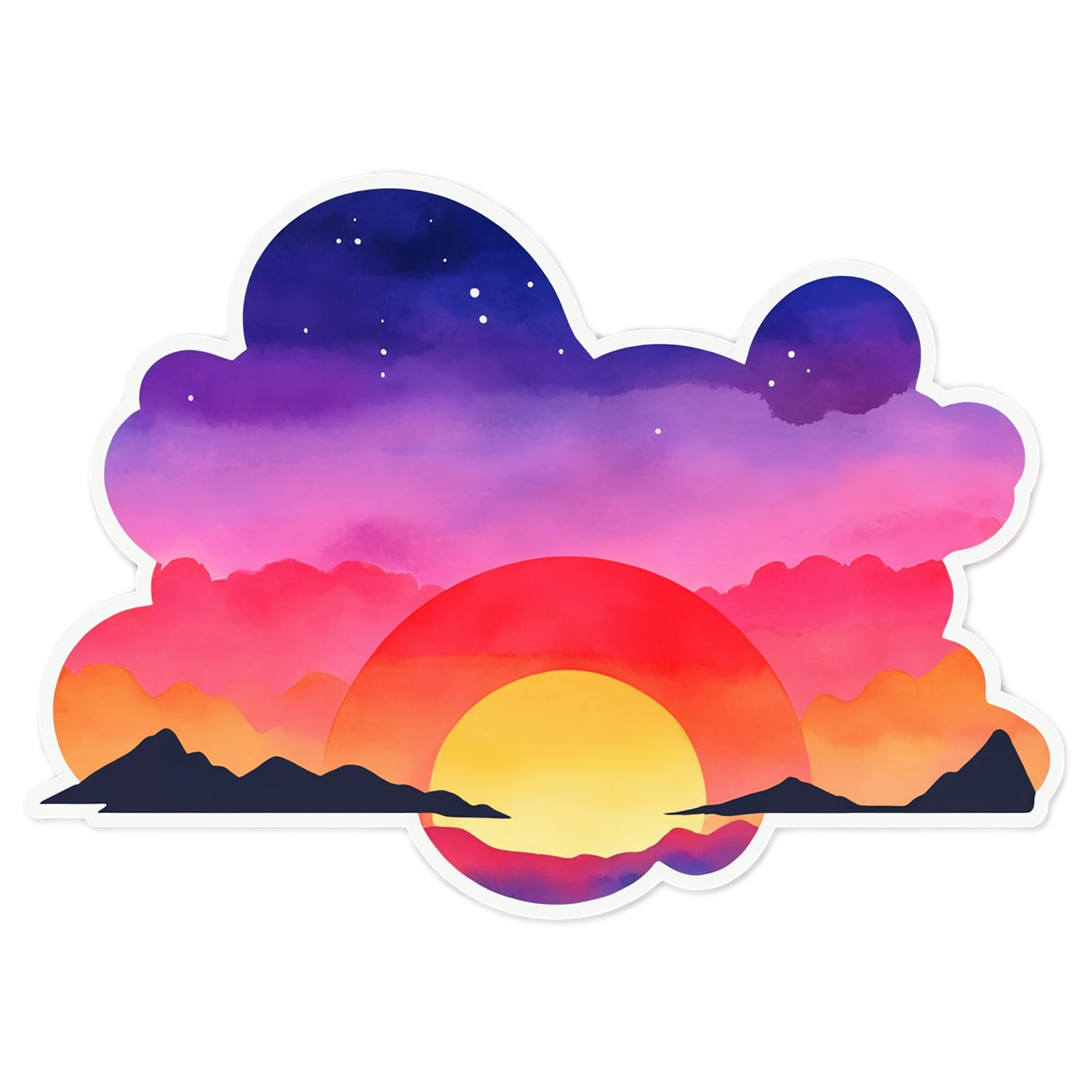 Sunset watercolor sticker isolated on transparent background #22649