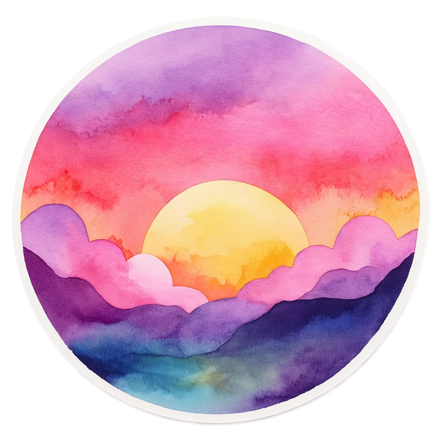 Sunset watercolor sticker isolated on transparent background #22650