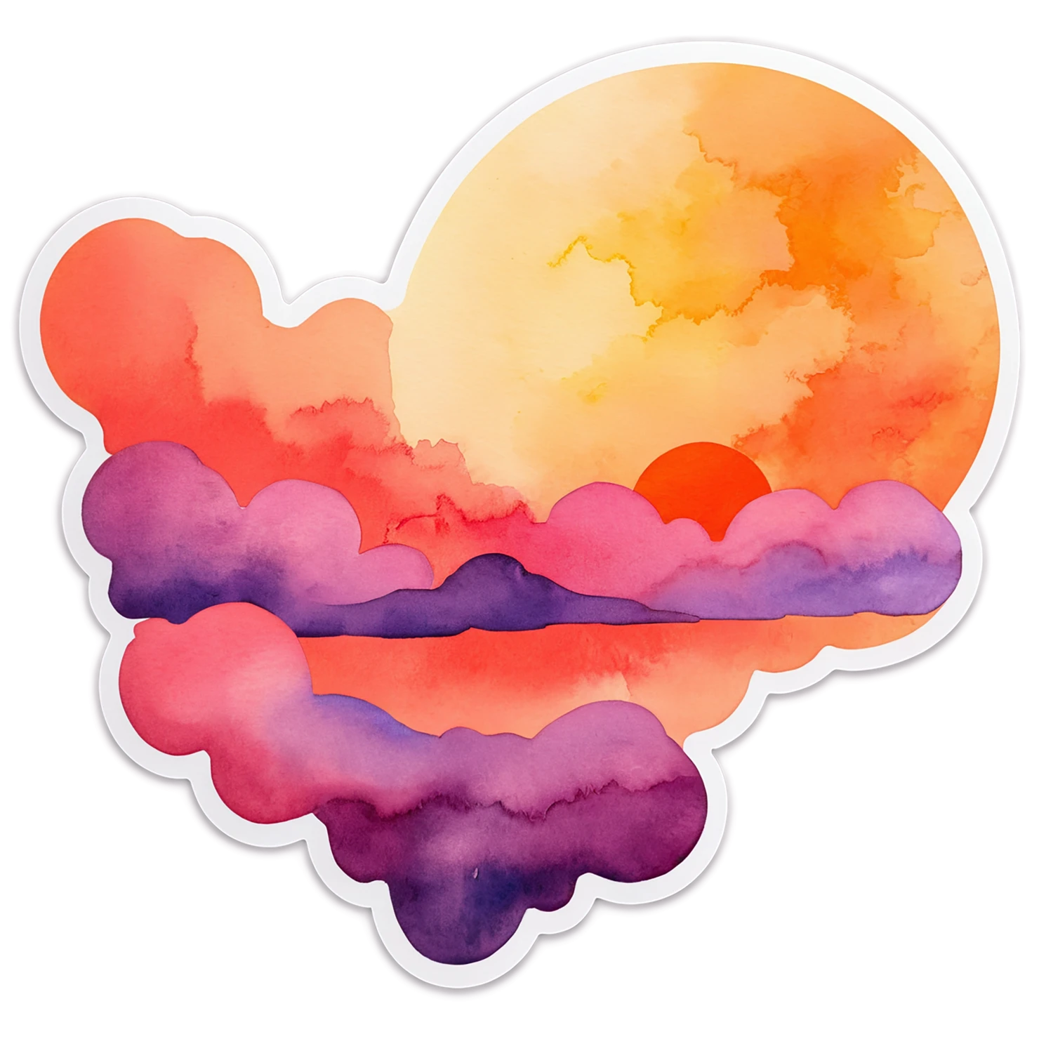 Sunset watercolor sticker isolated on transparent background #22651