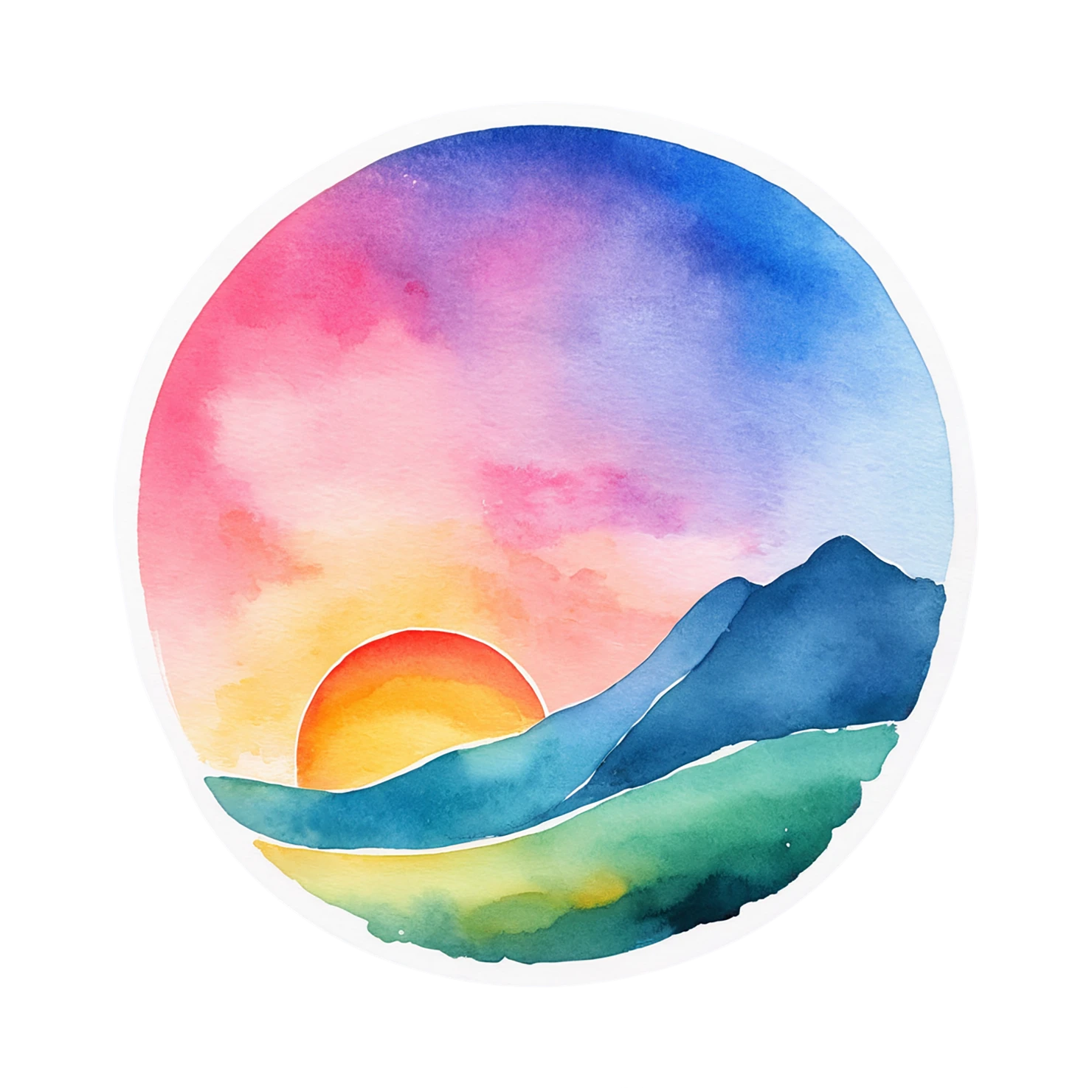 Sunset watercolor sticker isolated on transparent background #22652