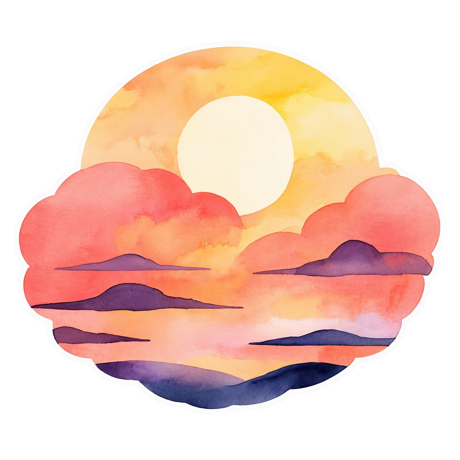 Sunset watercolor sticker isolated on transparent background #22654