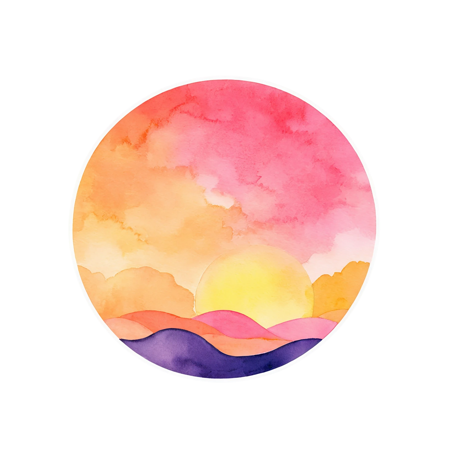 Sunset watercolor sticker isolated on transparent background #22655