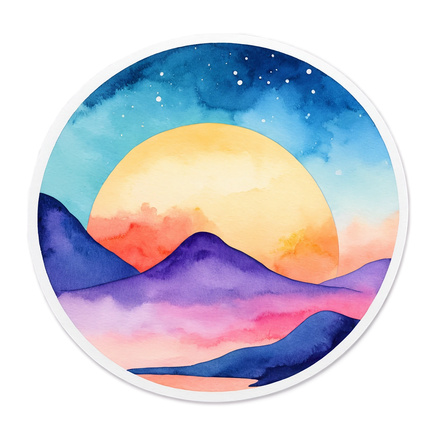Sunset watercolor sticker isolated on transparent background #22656