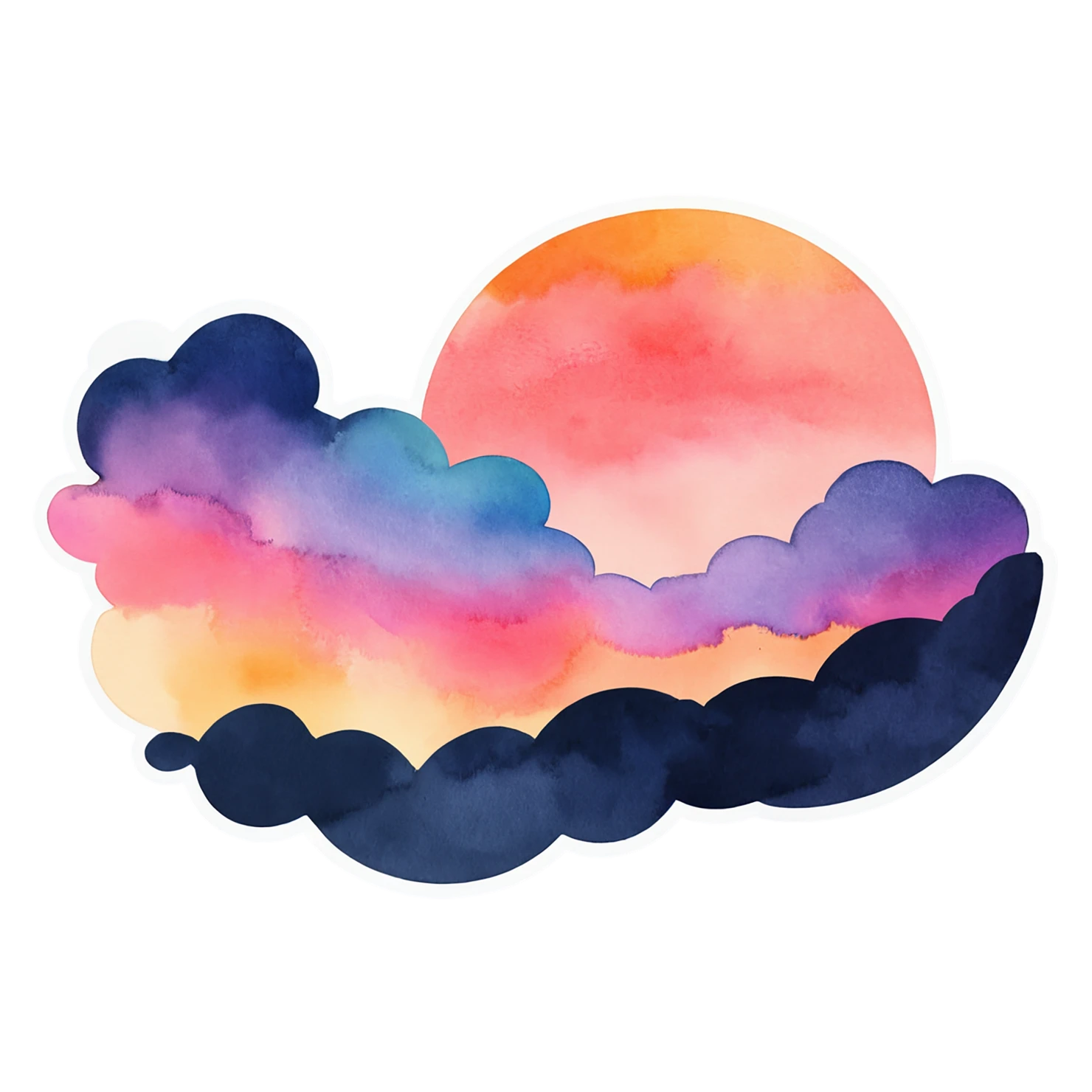 Sunset watercolor sticker isolated on transparent background #22658