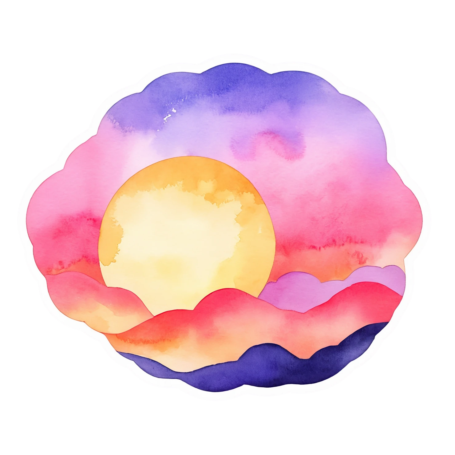 Sunset watercolor sticker isolated on transparent background #22659