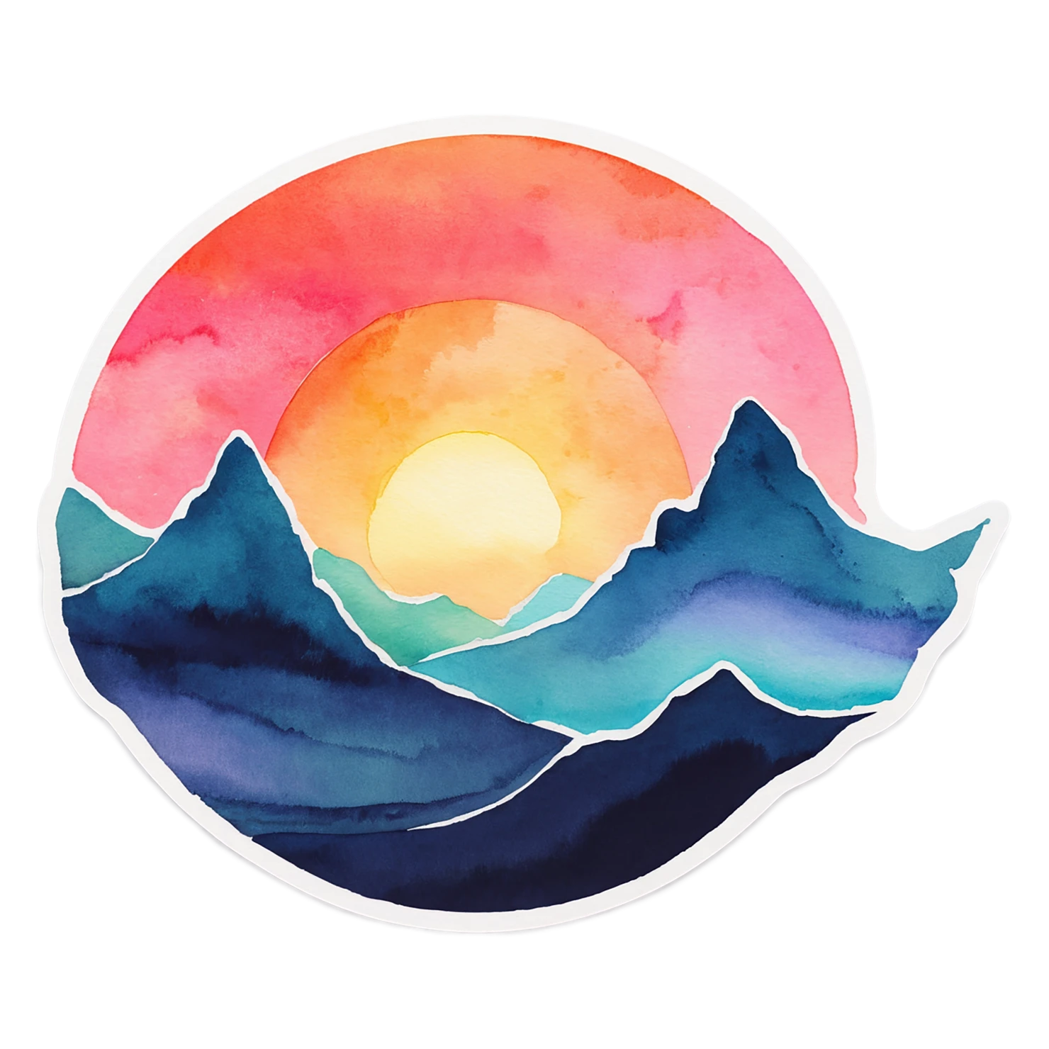 Sunset watercolor sticker isolated on transparent background #22666