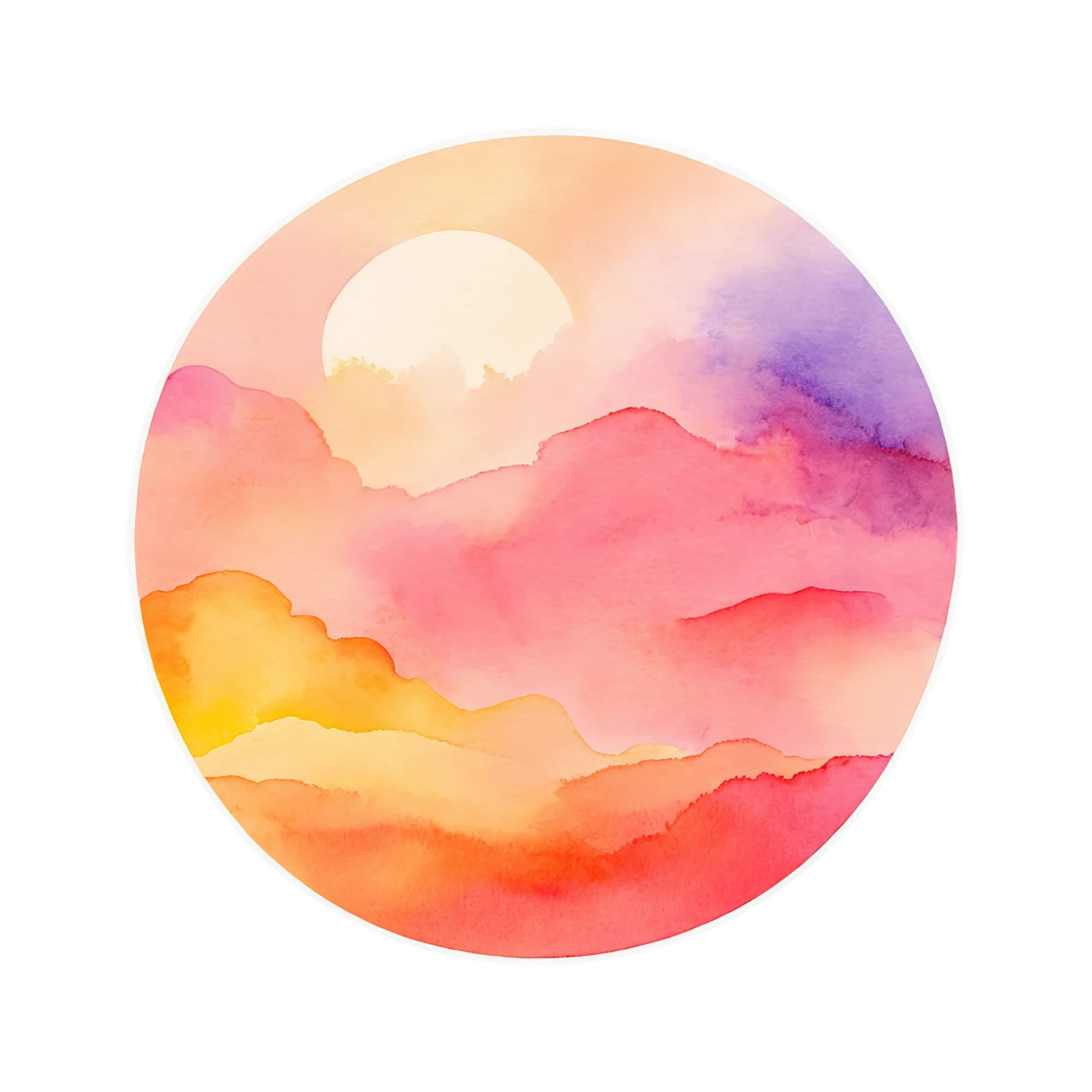 Sunset watercolor sticker isolated on transparent background #22667