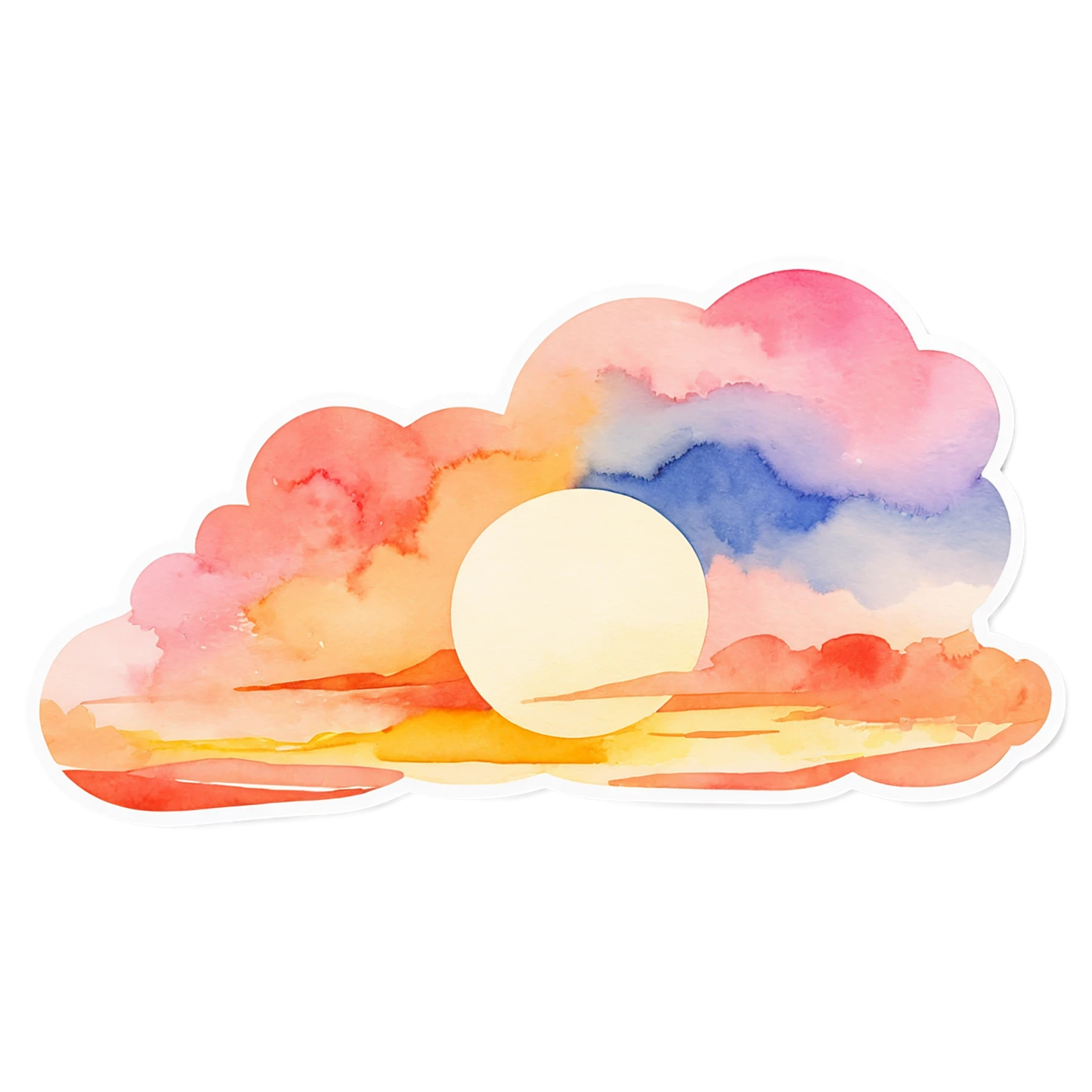 Sunset watercolor sticker isolated on transparent background #22670
