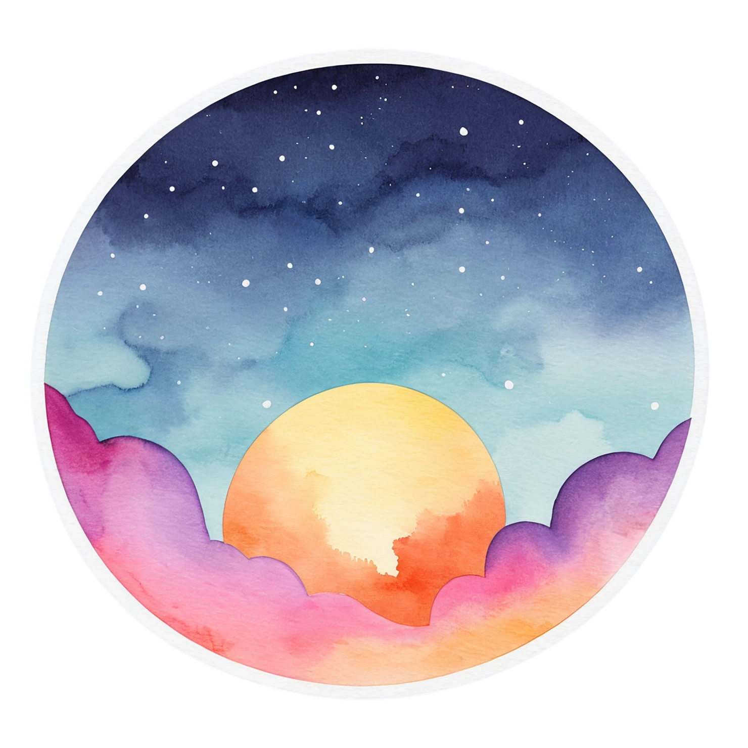 Sunset watercolor sticker isolated on transparent background #22672