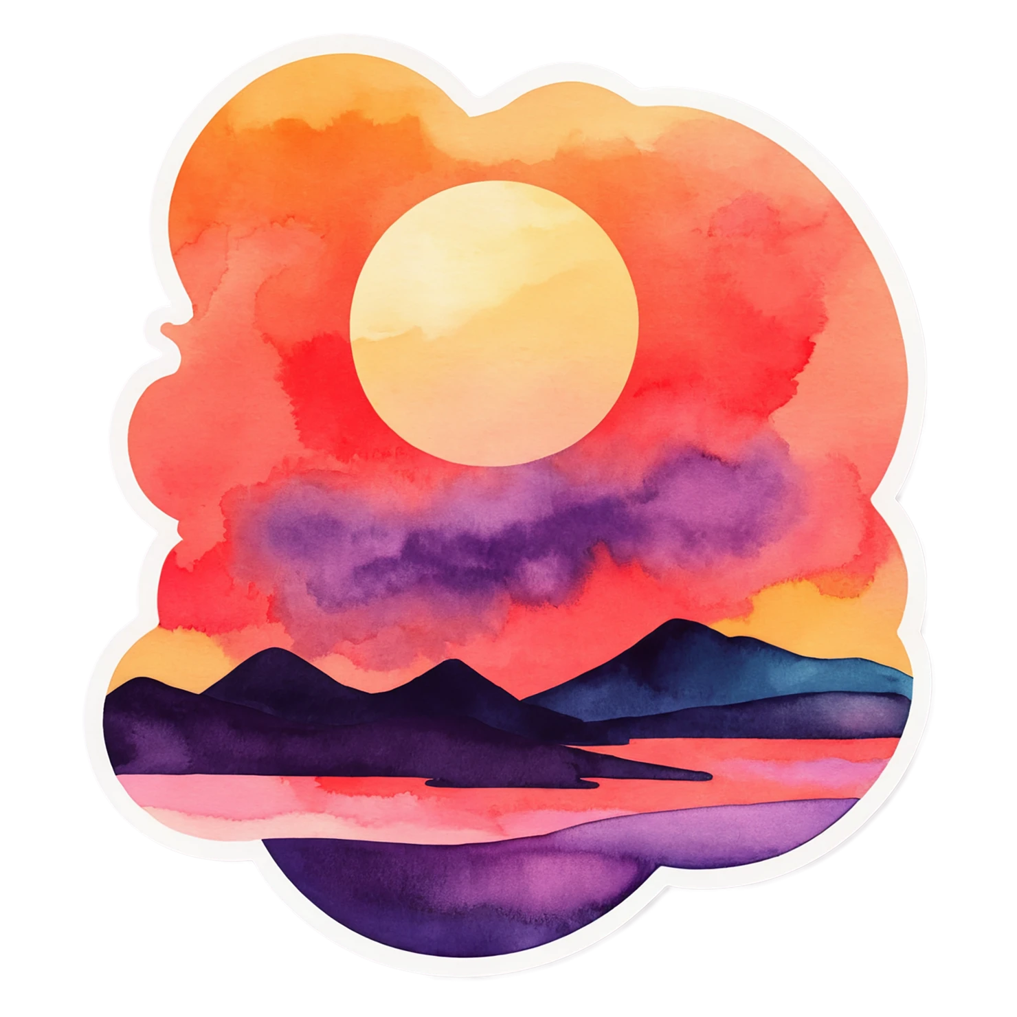 Sunset watercolor sticker isolated on transparent background #22673