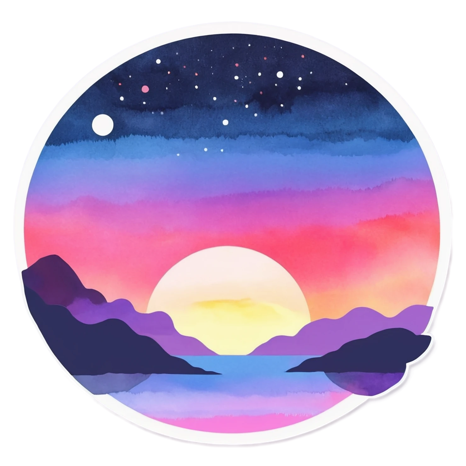 Sunset watercolor sticker isolated on transparent background #22674