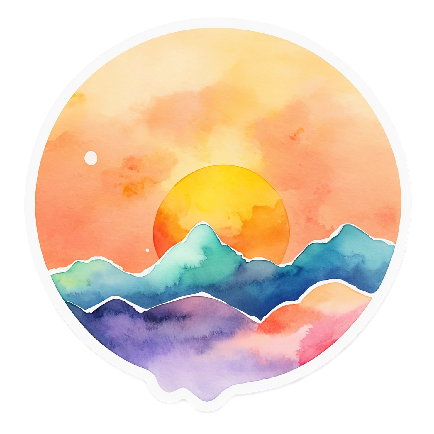Sunset watercolor sticker isolated on transparent background #22675