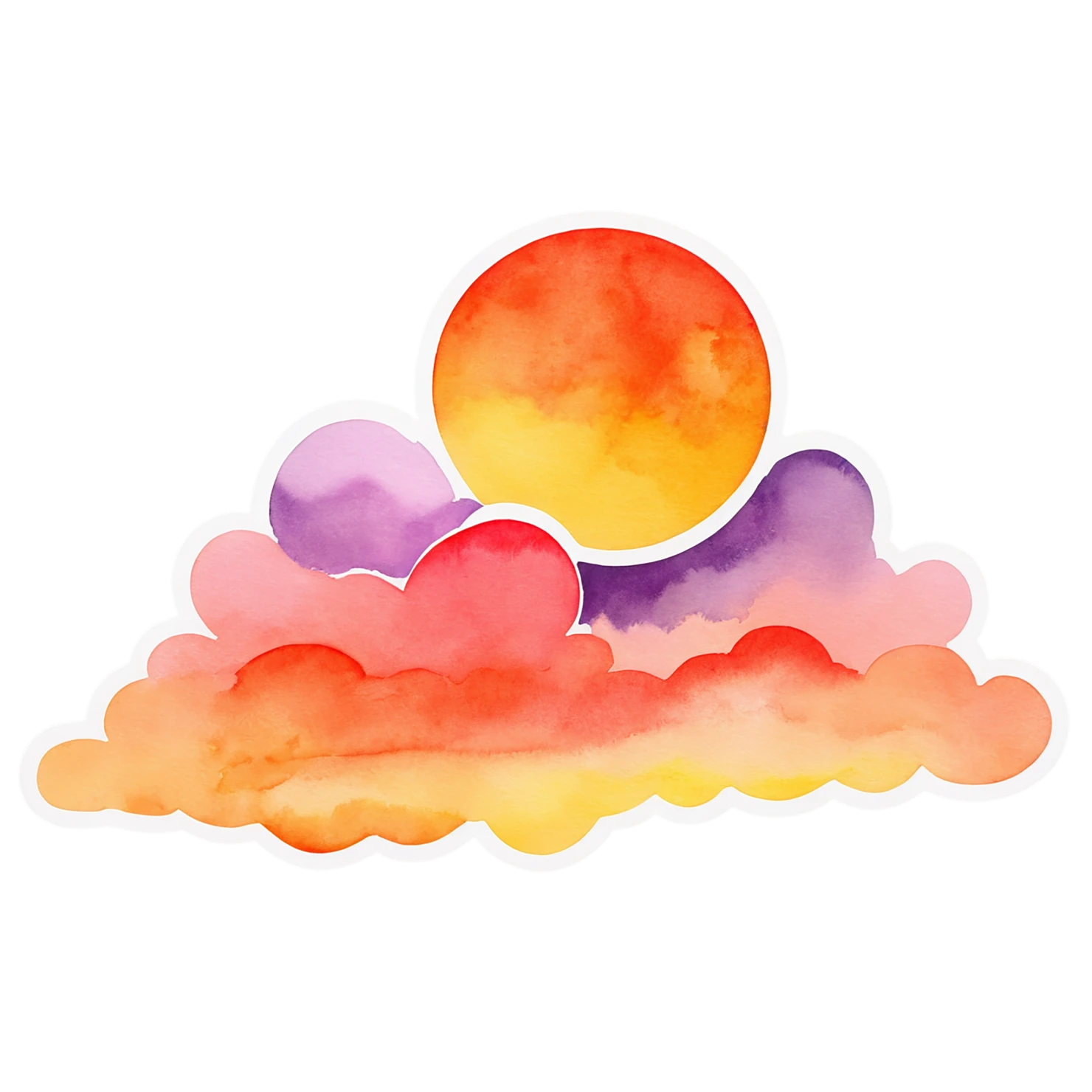 Sunset watercolor sticker isolated on transparent background #22677