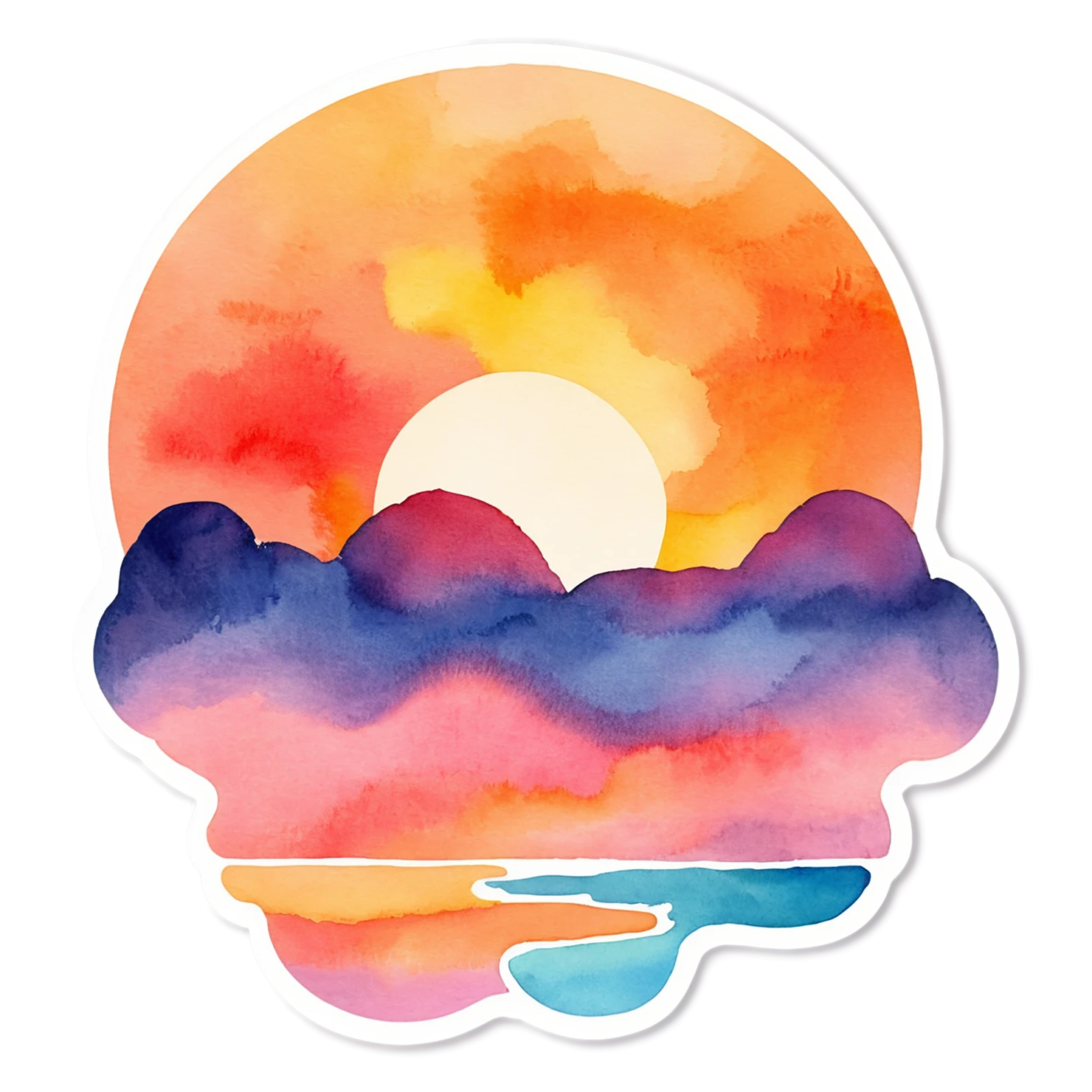 Sunset watercolor sticker isolated on transparent background #22678