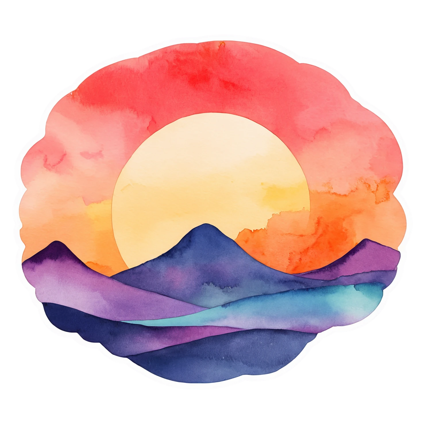 Sunset watercolor sticker isolated on transparent background #22679