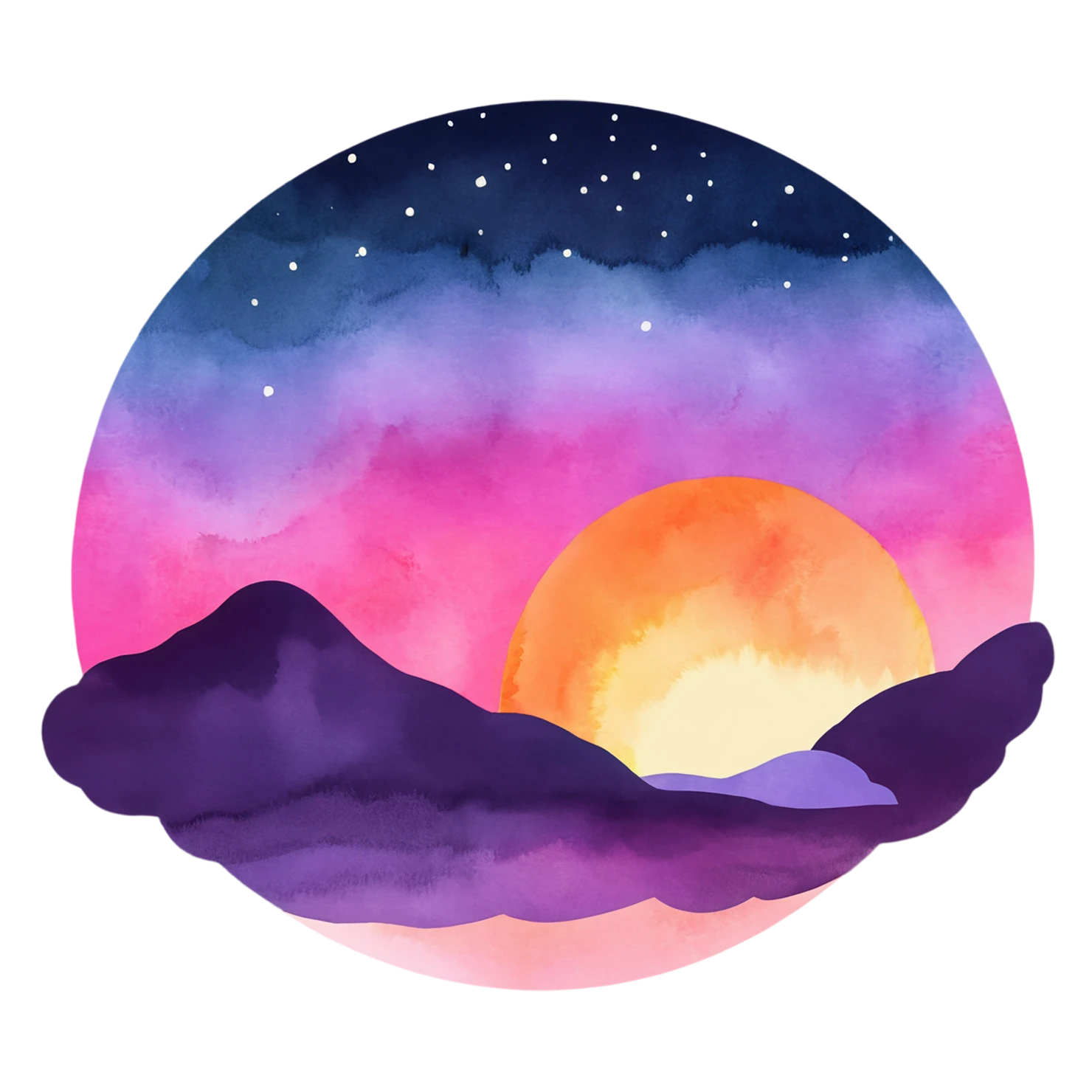 Sunset watercolor sticker isolated on transparent background #22680