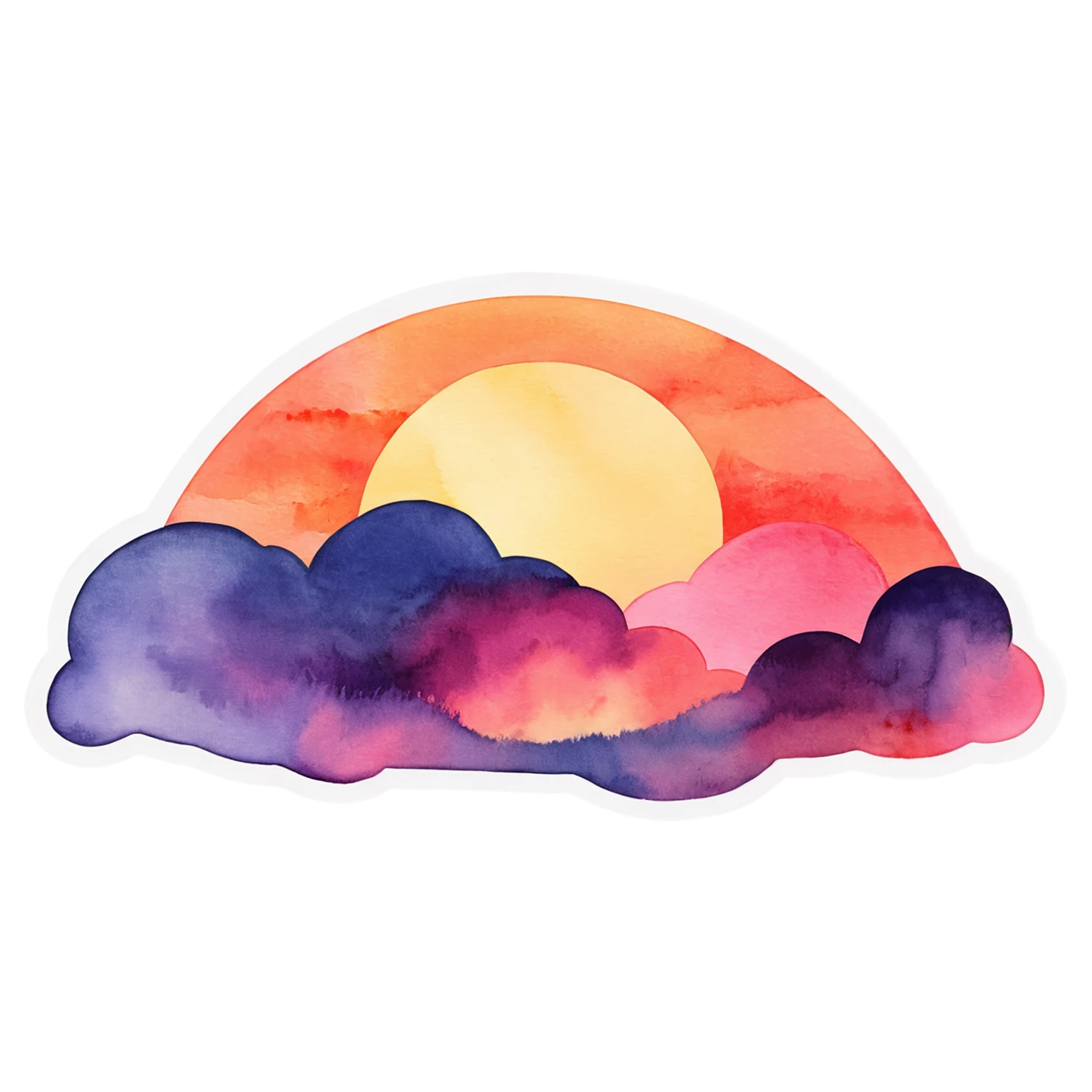 Sunset watercolor sticker isolated on transparent background #22681