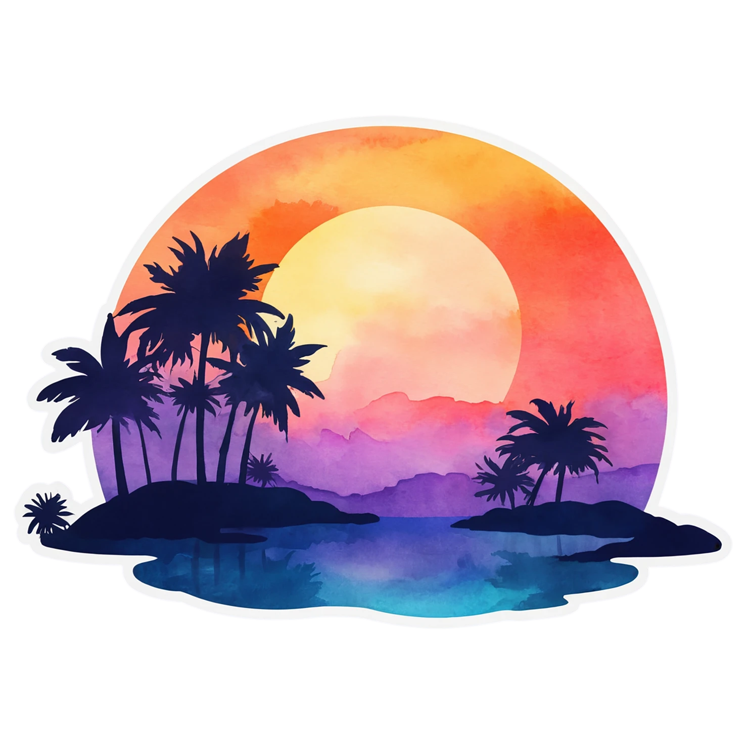 Sunset watercolor sticker isolated on transparent background #22683