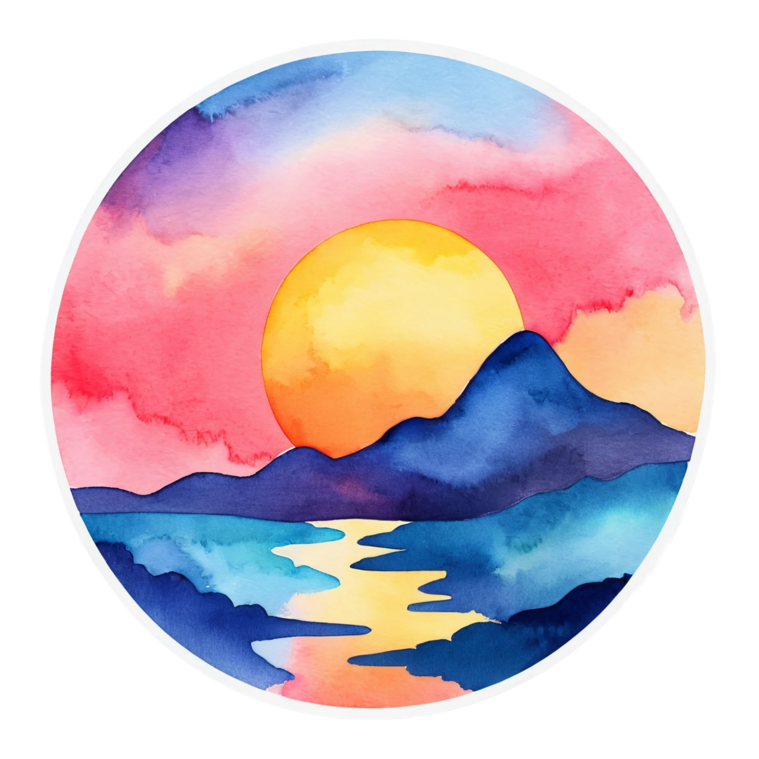 Sunset watercolor sticker isolated on transparent background #22684