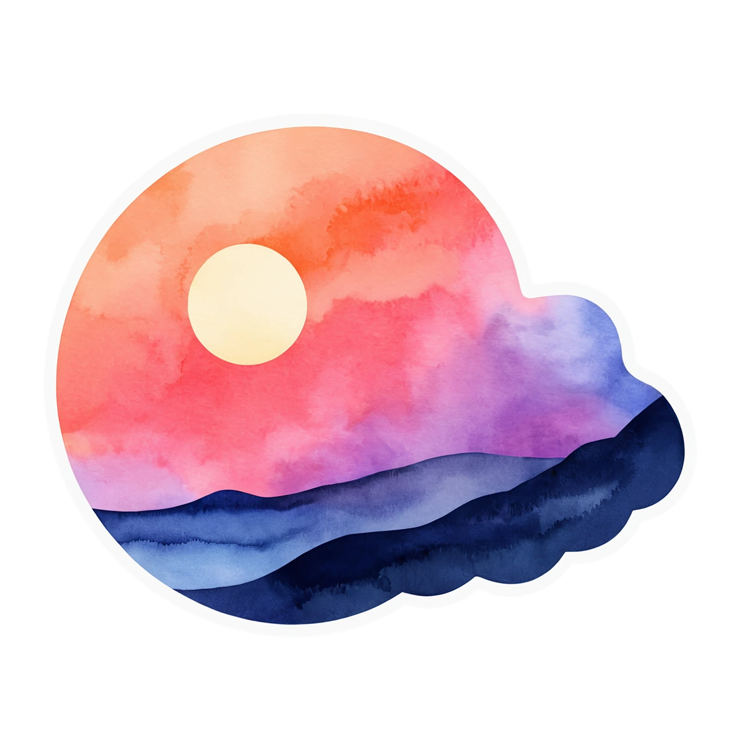 Sunset watercolor sticker isolated on transparent background #22685