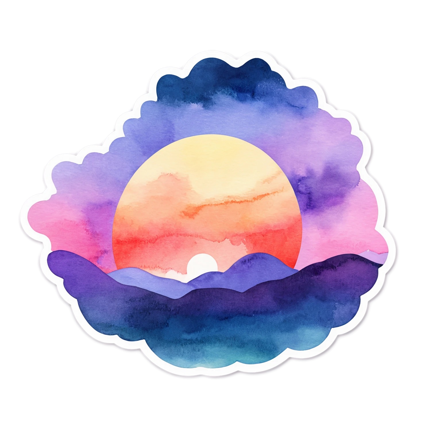 Sunset watercolor sticker isolated on transparent background #22687