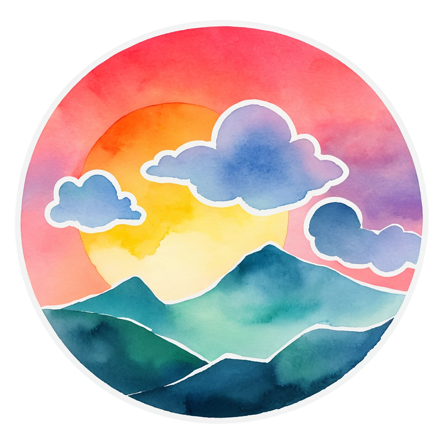 Sunset watercolor sticker isolated on transparent background #22688
