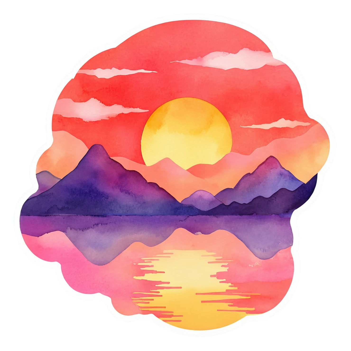 Sunset watercolor sticker isolated on transparent background #22689
