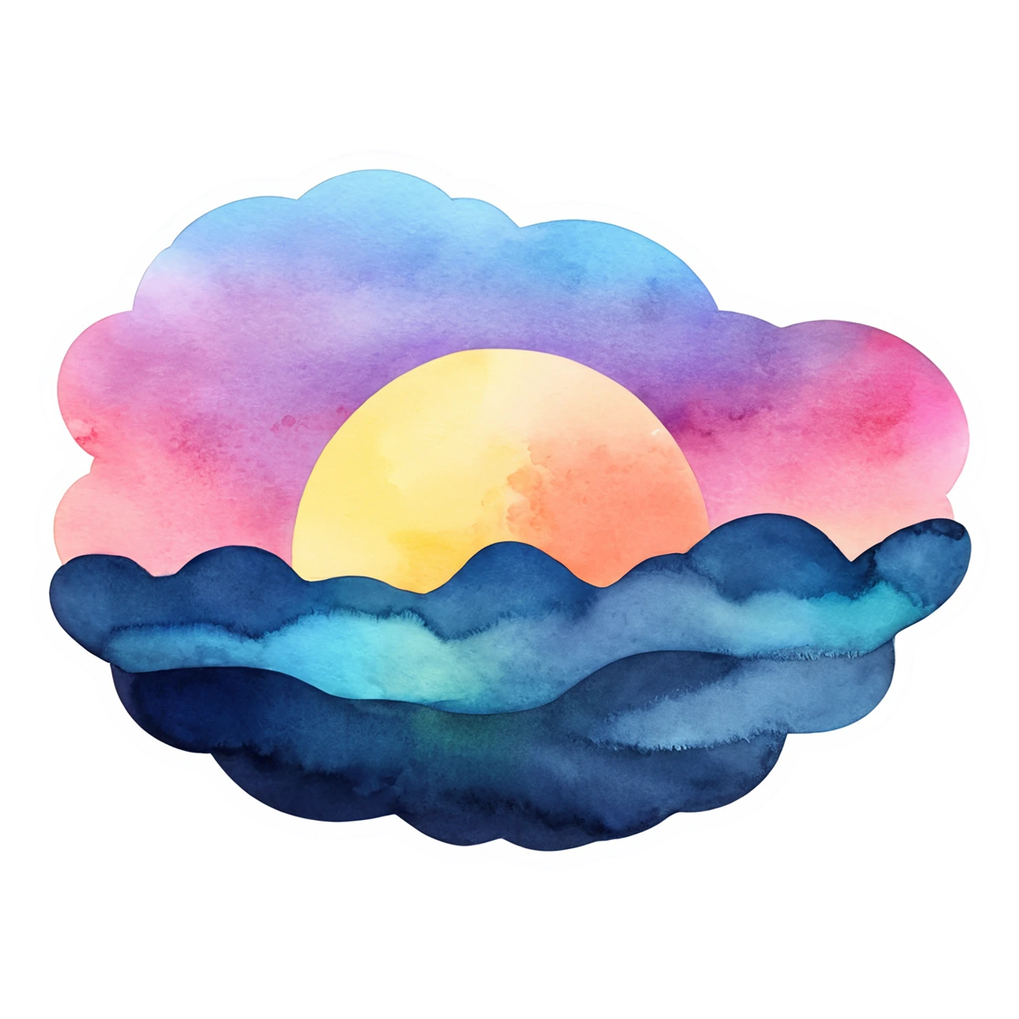 Sunset watercolor sticker isolated on transparent background #22690