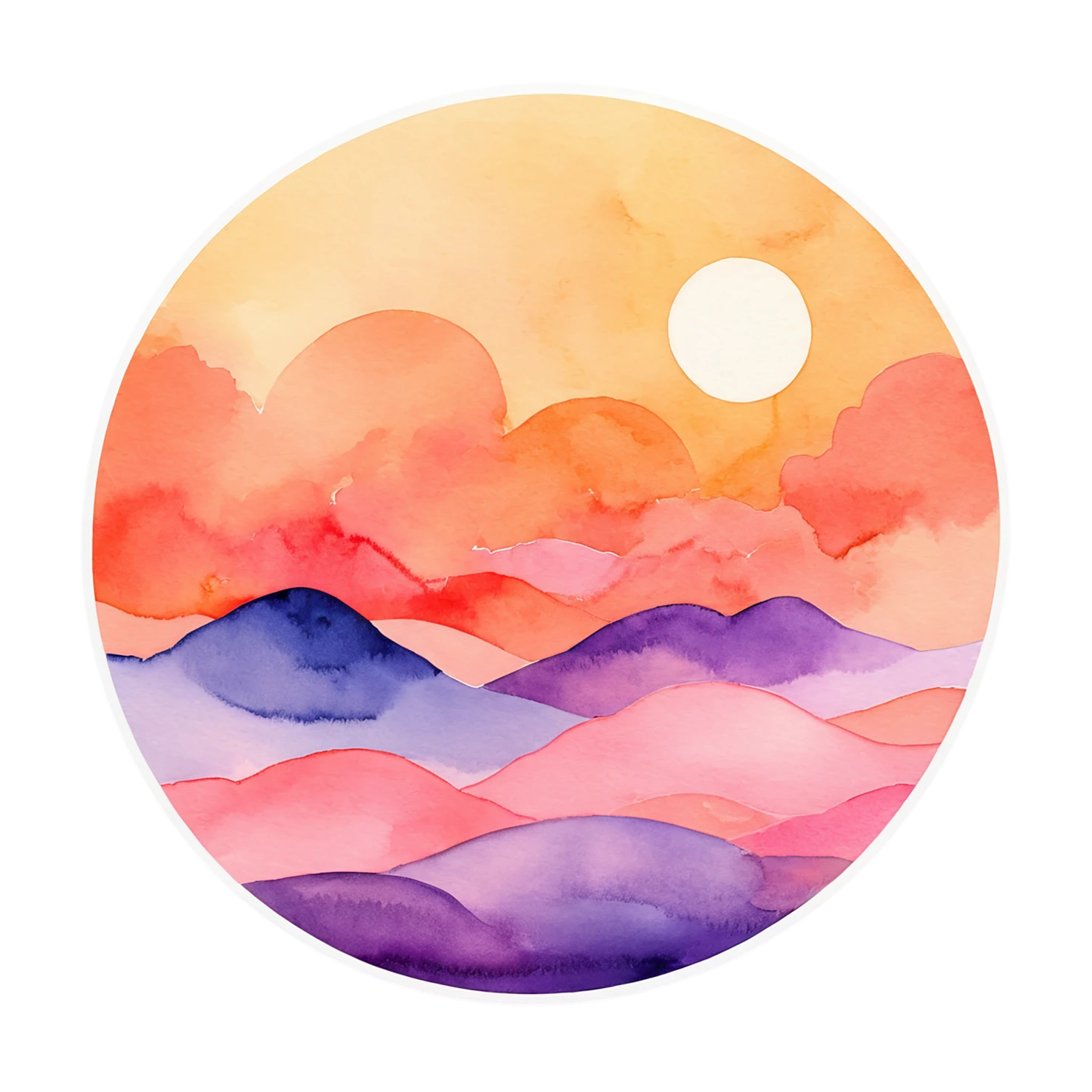 Sunset watercolor sticker isolated on transparent background #22691