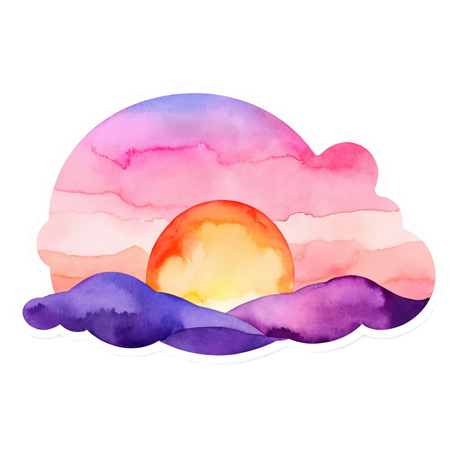 Sunset watercolor sticker isolated on transparent background #22692