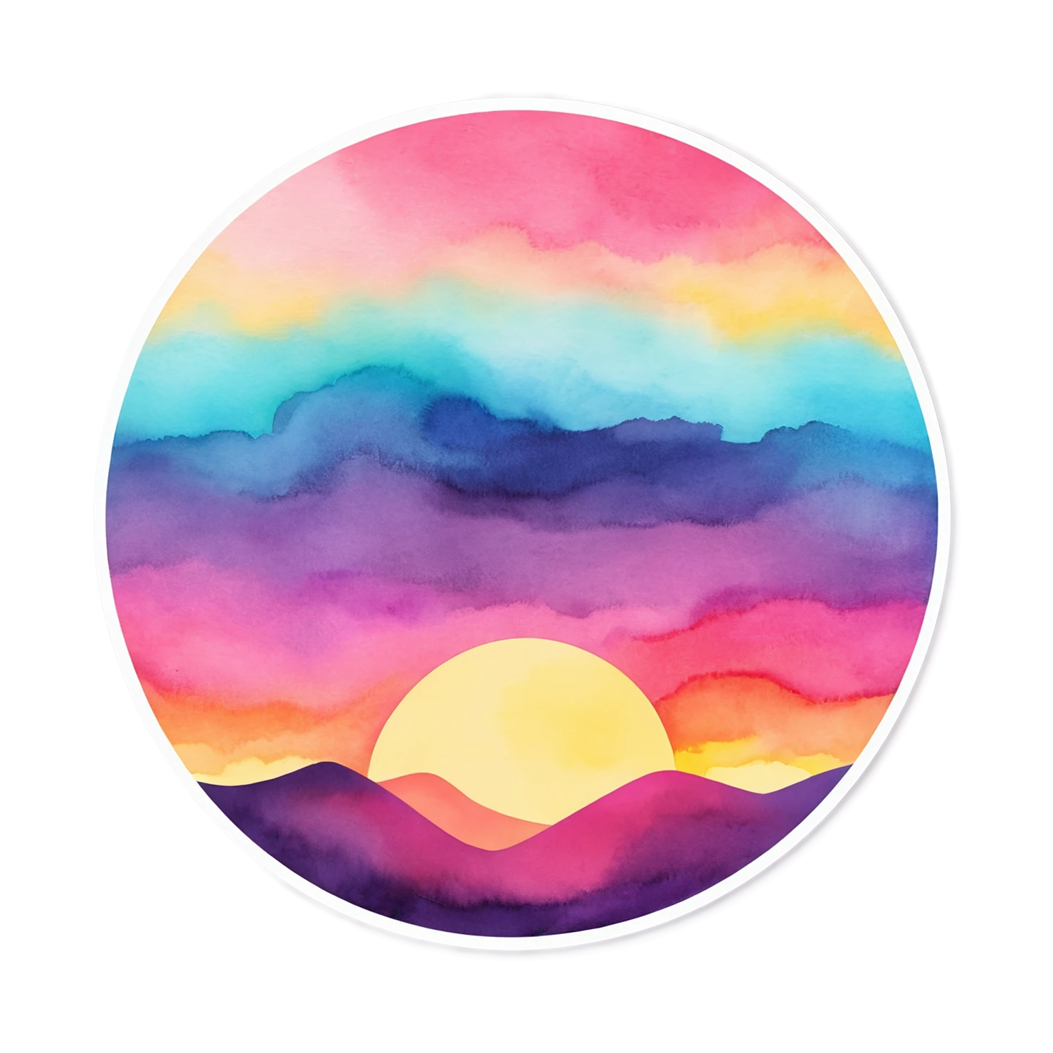 Sunset watercolor sticker isolated on transparent background #22693