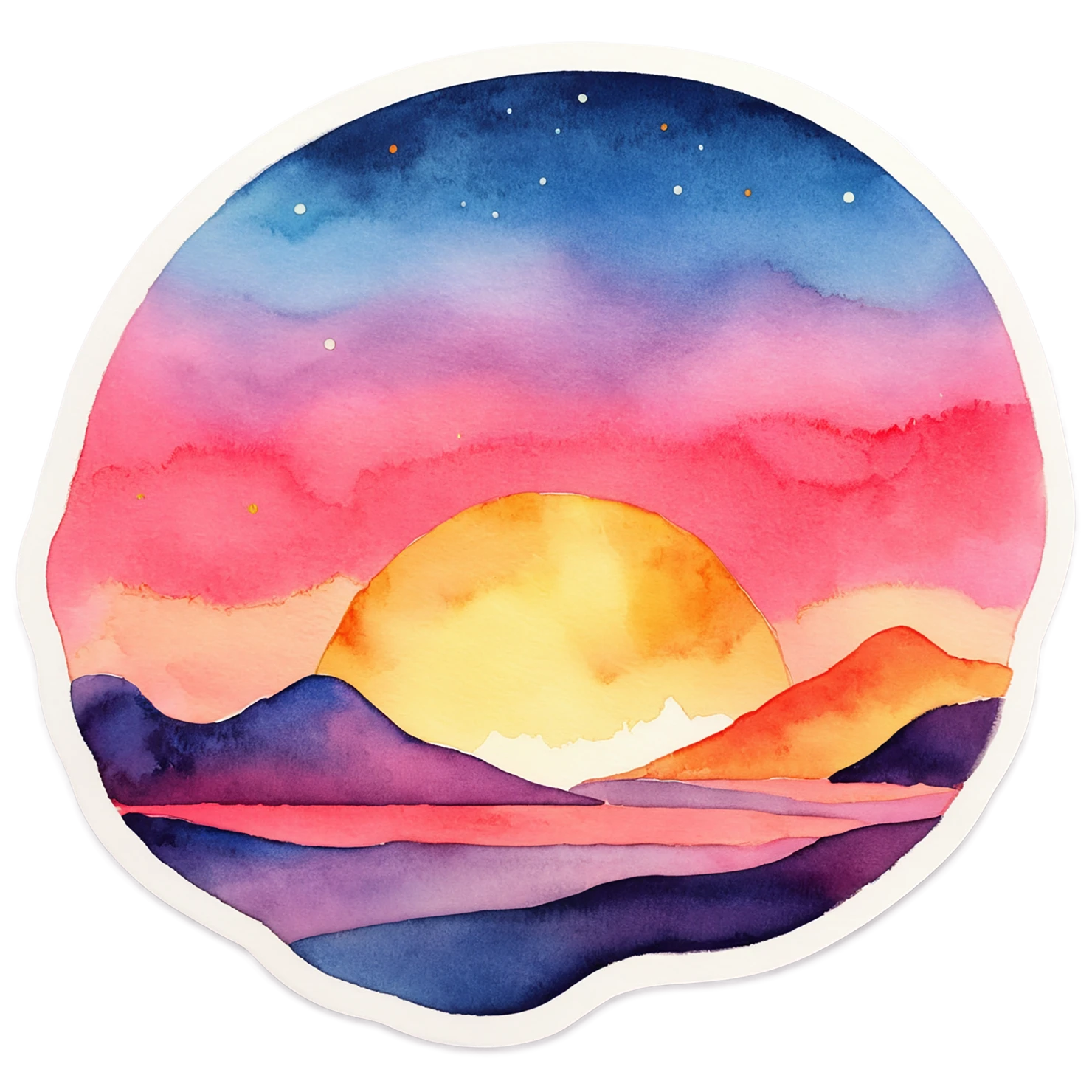 Sunset watercolor sticker isolated on transparent background #22694