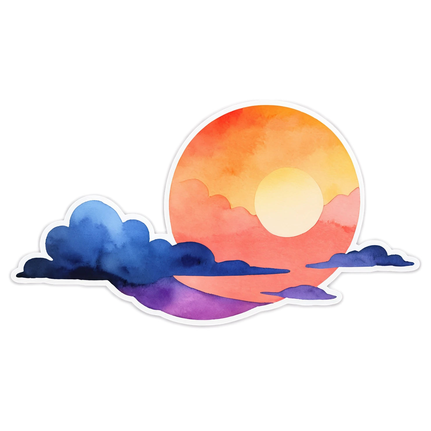 Sunset watercolor sticker isolated on transparent background #22695