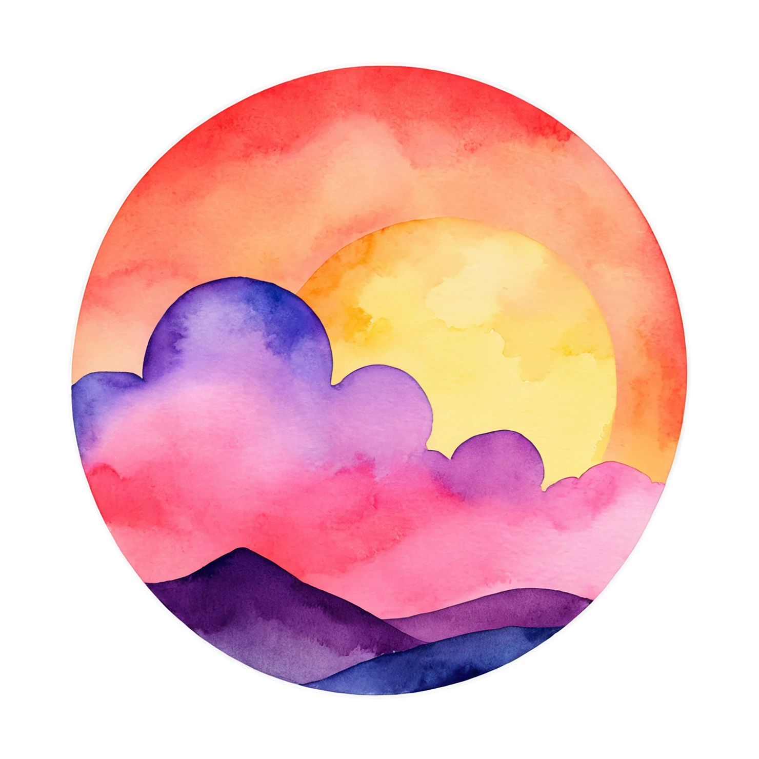 Sunset watercolor sticker isolated on transparent background #22696
