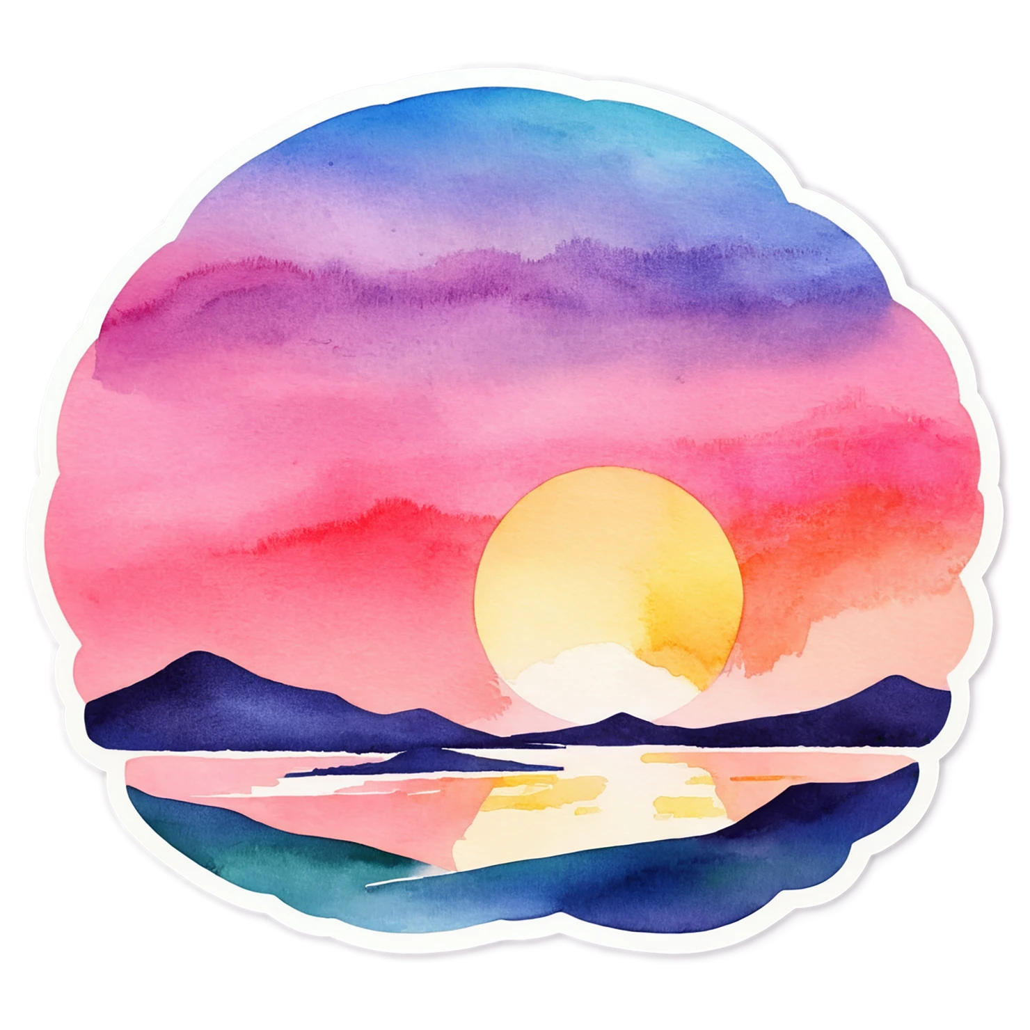 Sunset watercolor sticker isolated on transparent background #22697