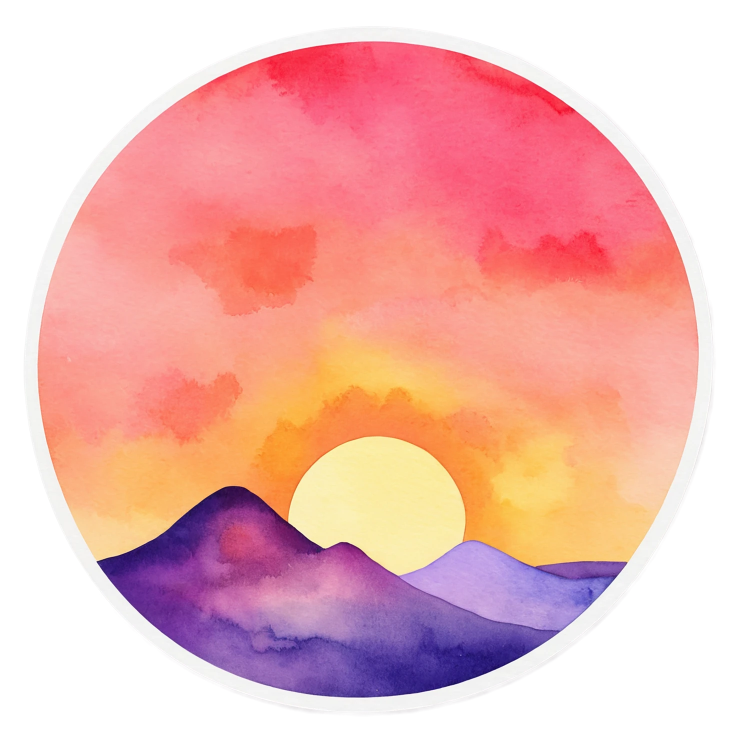 Sunset watercolor sticker isolated on transparent background #22700