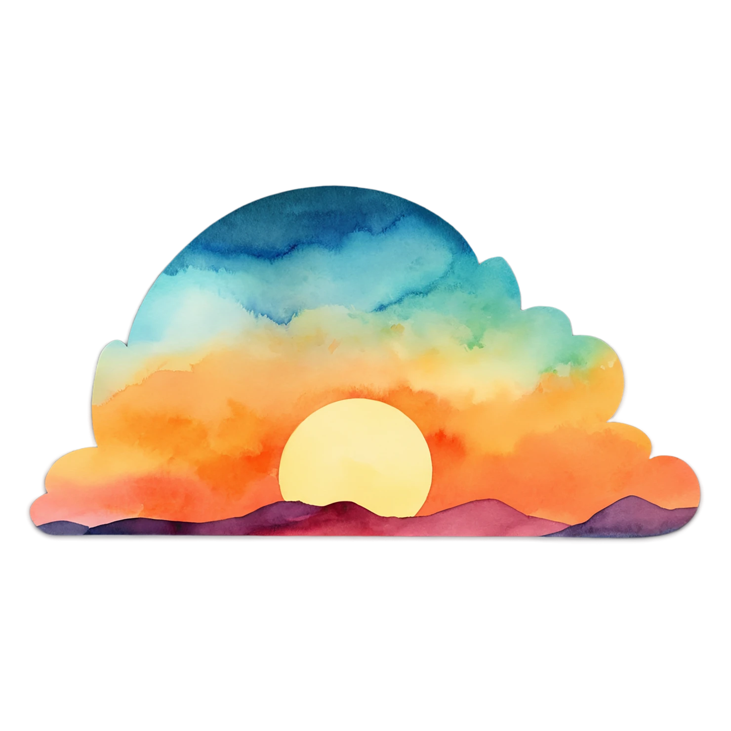 Sunset watercolor sticker isolated on transparent background #22701
