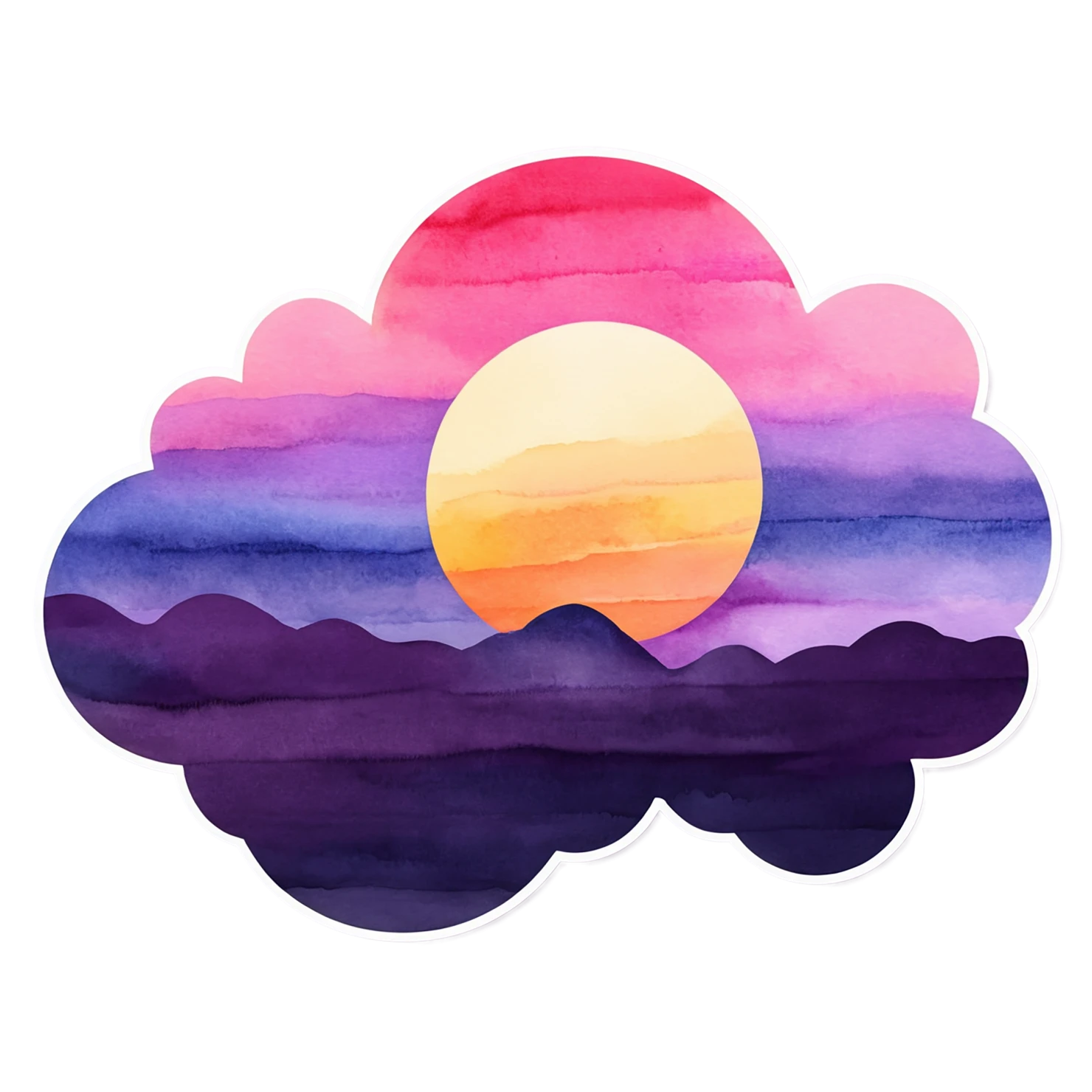Sunset watercolor sticker isolated on transparent background #22704