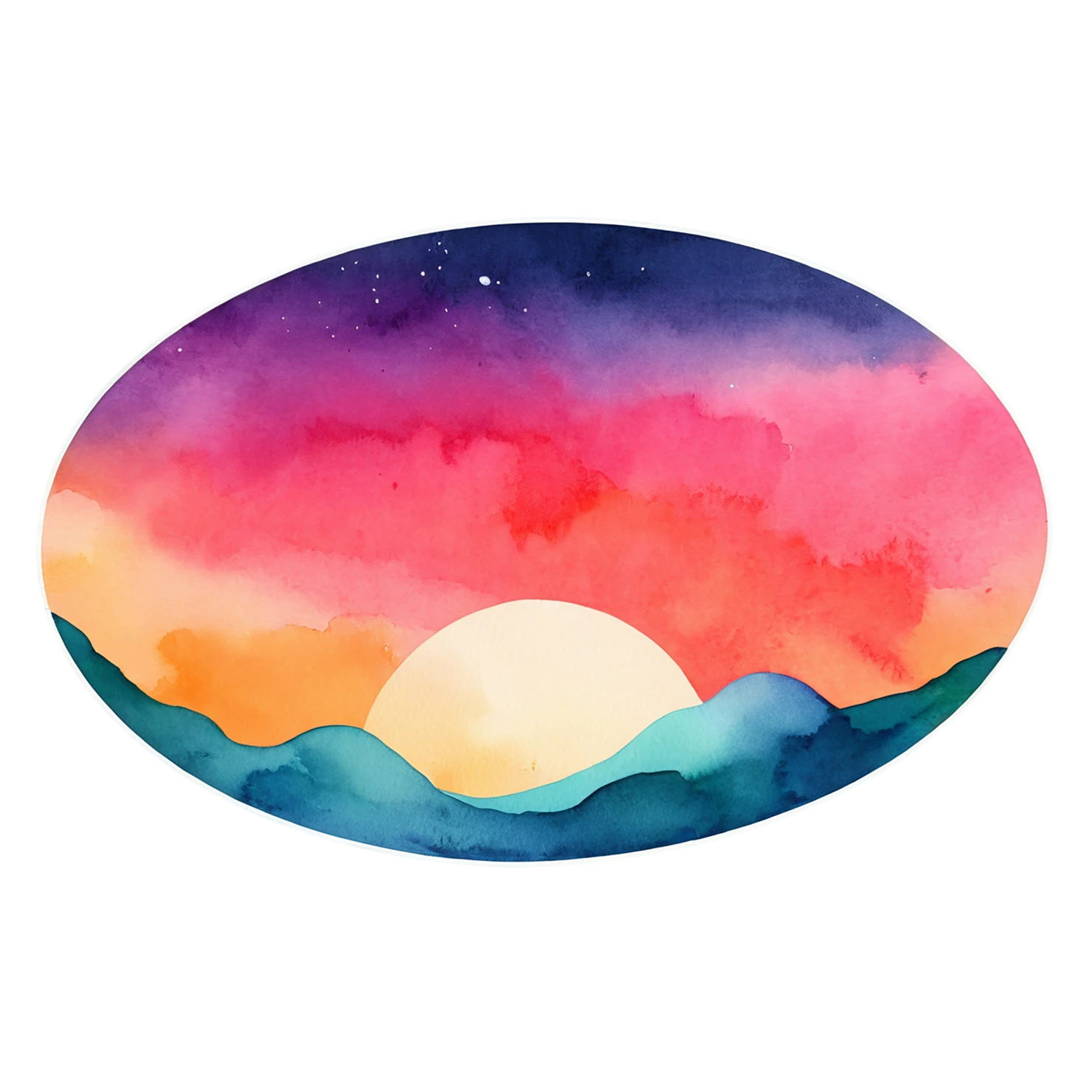 Sunset watercolor sticker isolated on transparent background #22705