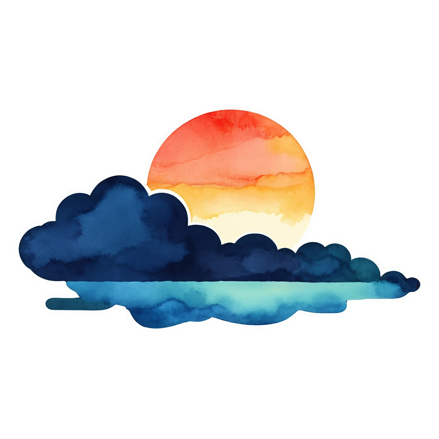 Sunset watercolor sticker isolated on transparent background #22708