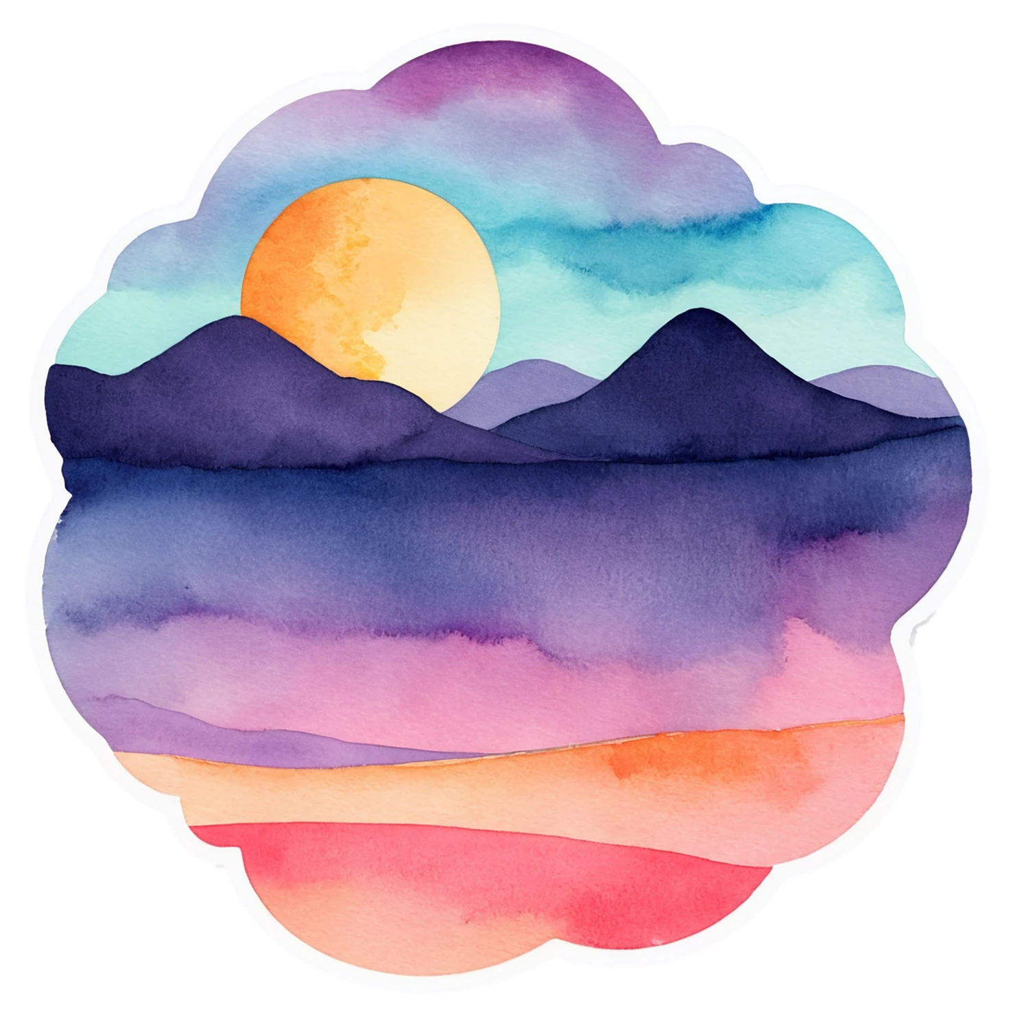 Sunset watercolor sticker isolated on transparent background #22709