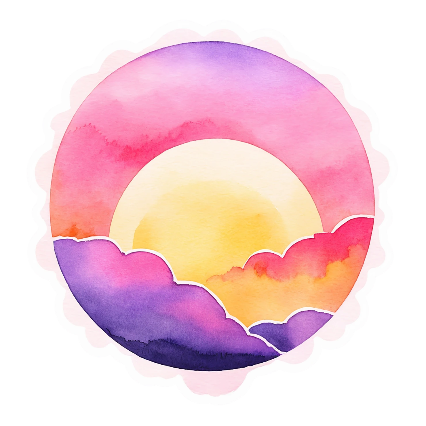Sunset watercolor sticker isolated on transparent background #22712