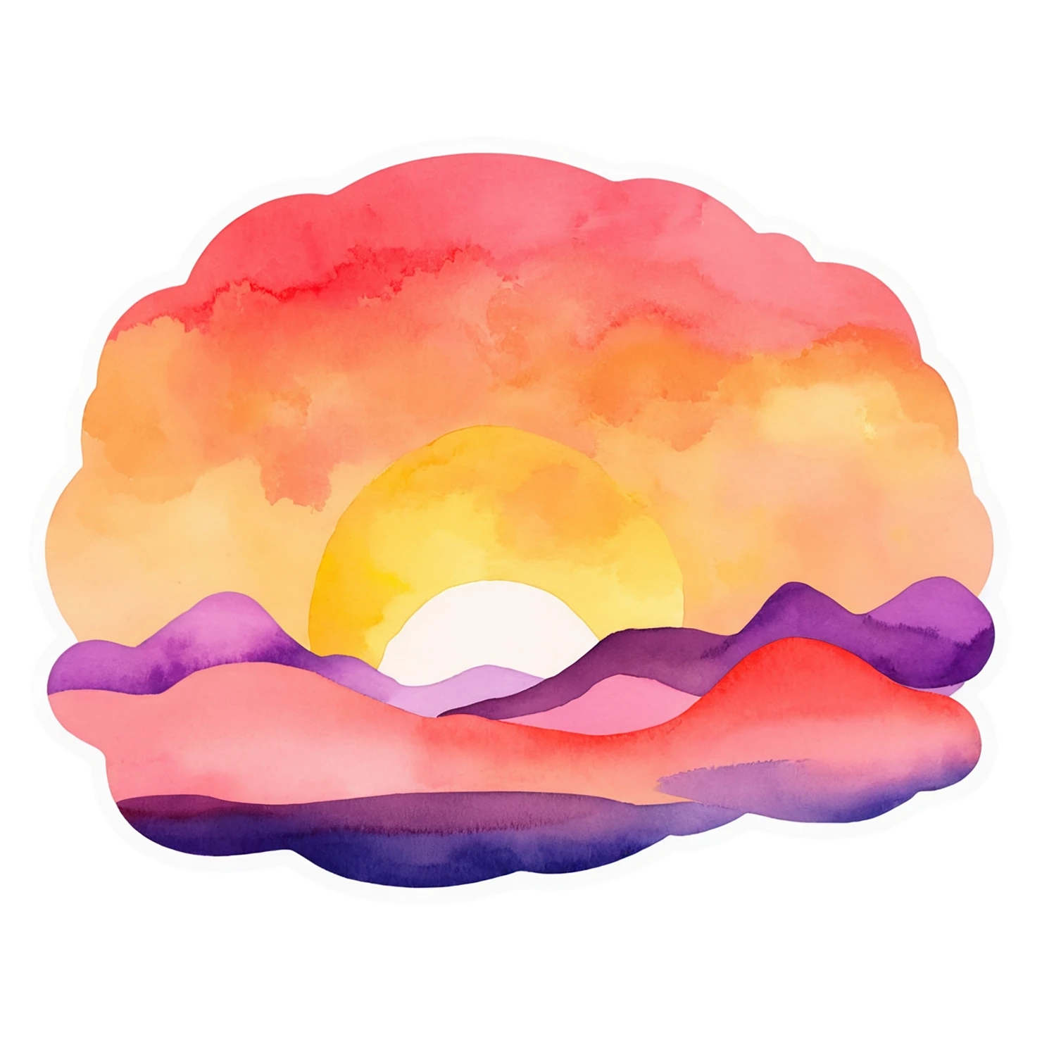 Sunset watercolor sticker isolated on transparent background #22714